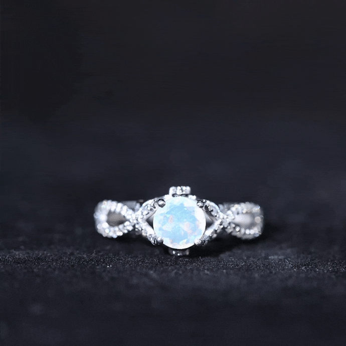 Ethiopian Opal and Diamond Engagement Ring with Crossover Shank AAA - Rosec Jewels