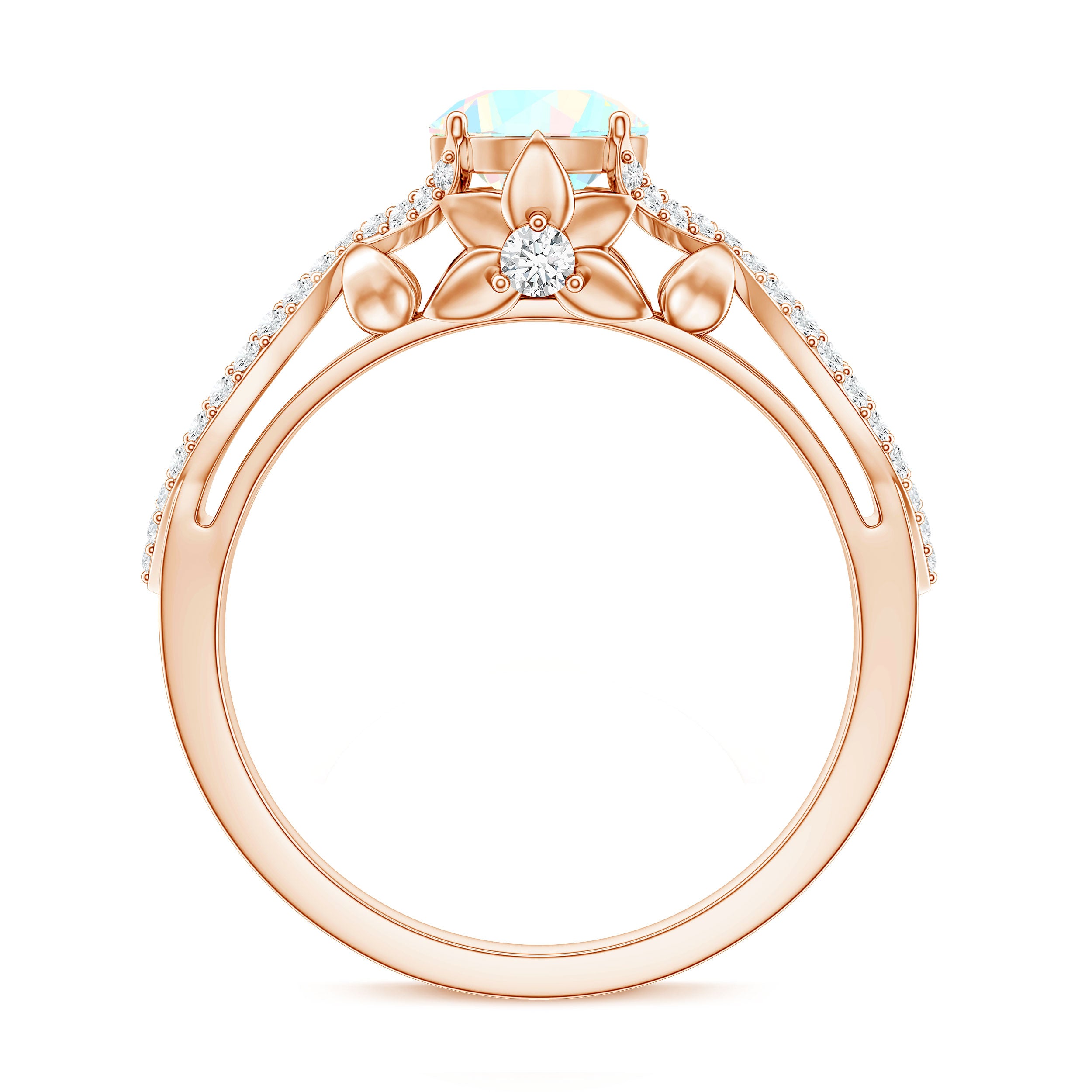 Ethiopian Opal and Diamond Engagement Ring with Crossover Shank AAA - Rosec Jewels