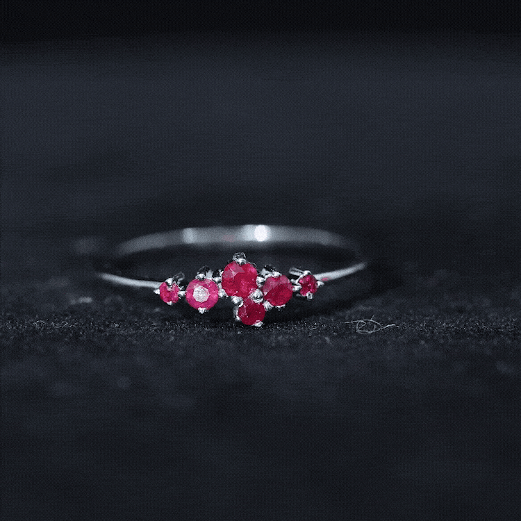 Natural Ruby Cluster Promise Ring for Women AAA - Rosec Jewels