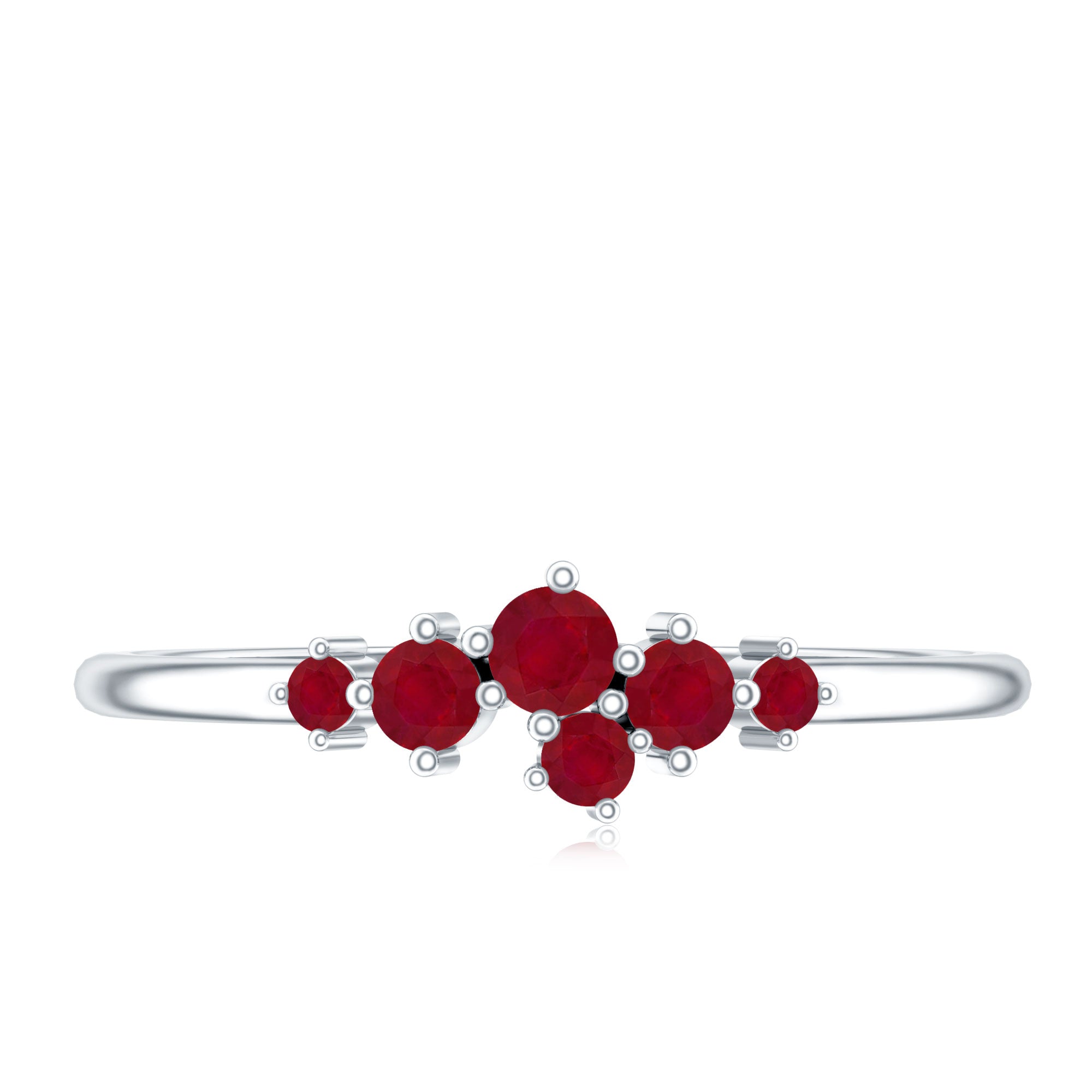 Natural Ruby Cluster Promise Ring for Women AAA - Rosec Jewels