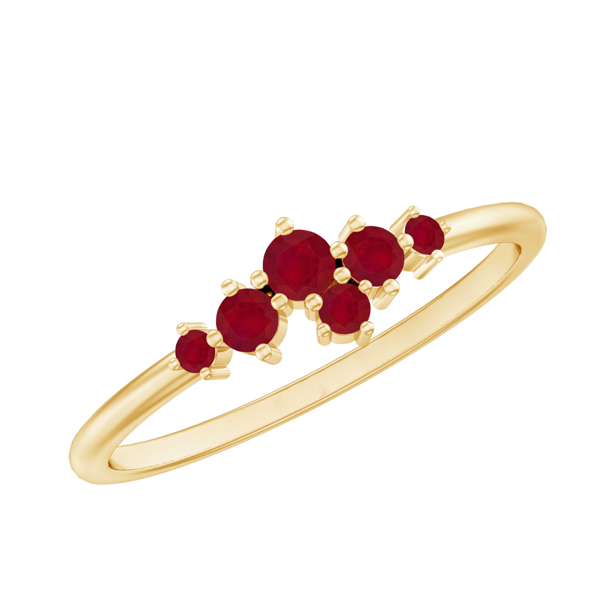 Natural Ruby Cluster Promise Ring for Women AAA - Rosec Jewels