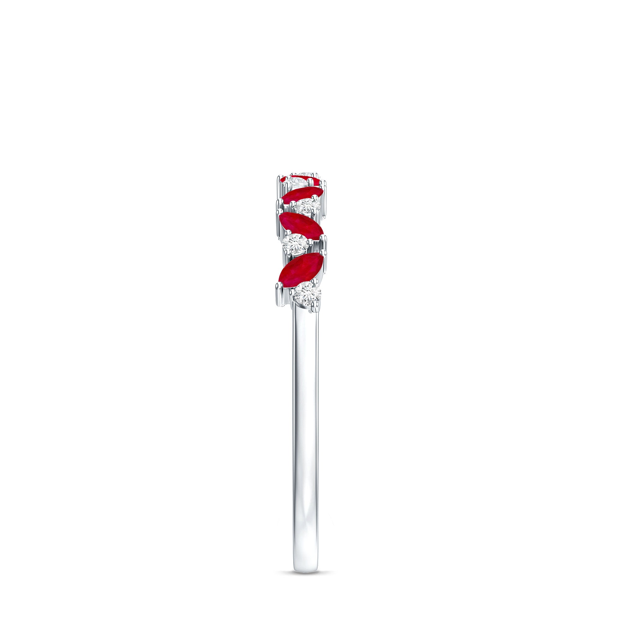 Rosec Jewels-Natural Marquise Ruby Half Eternity Ring with Diamond