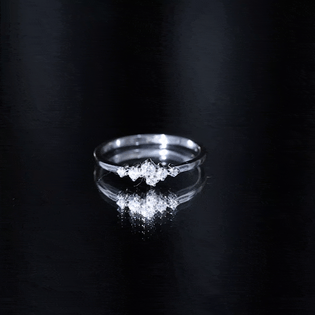 Certified Moissanite Cluster Promise Ring D-VS1 - Rosec Jewels