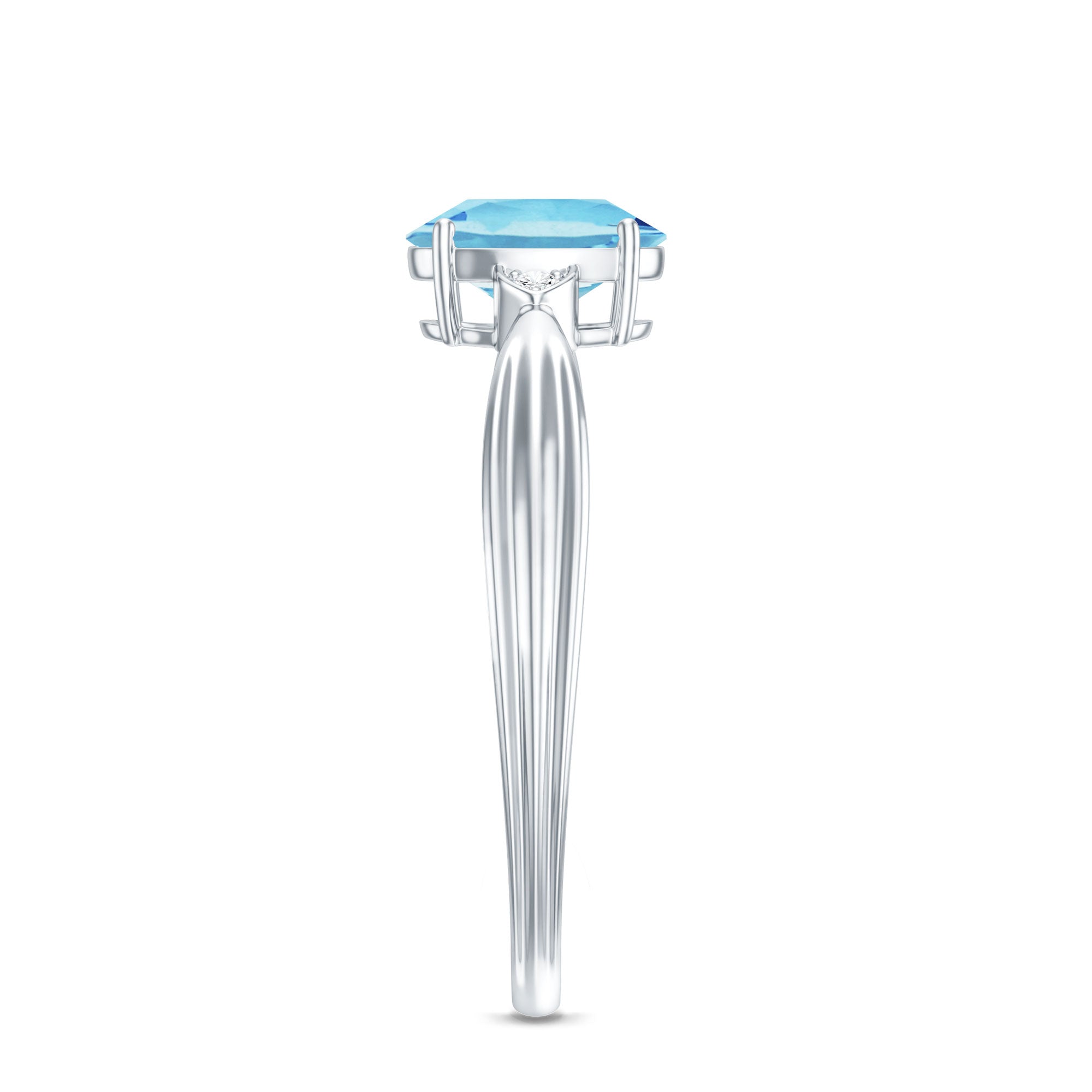Certified Real Oval Aquamarine Engagement Ring for Women AAA - Rosec Jewels