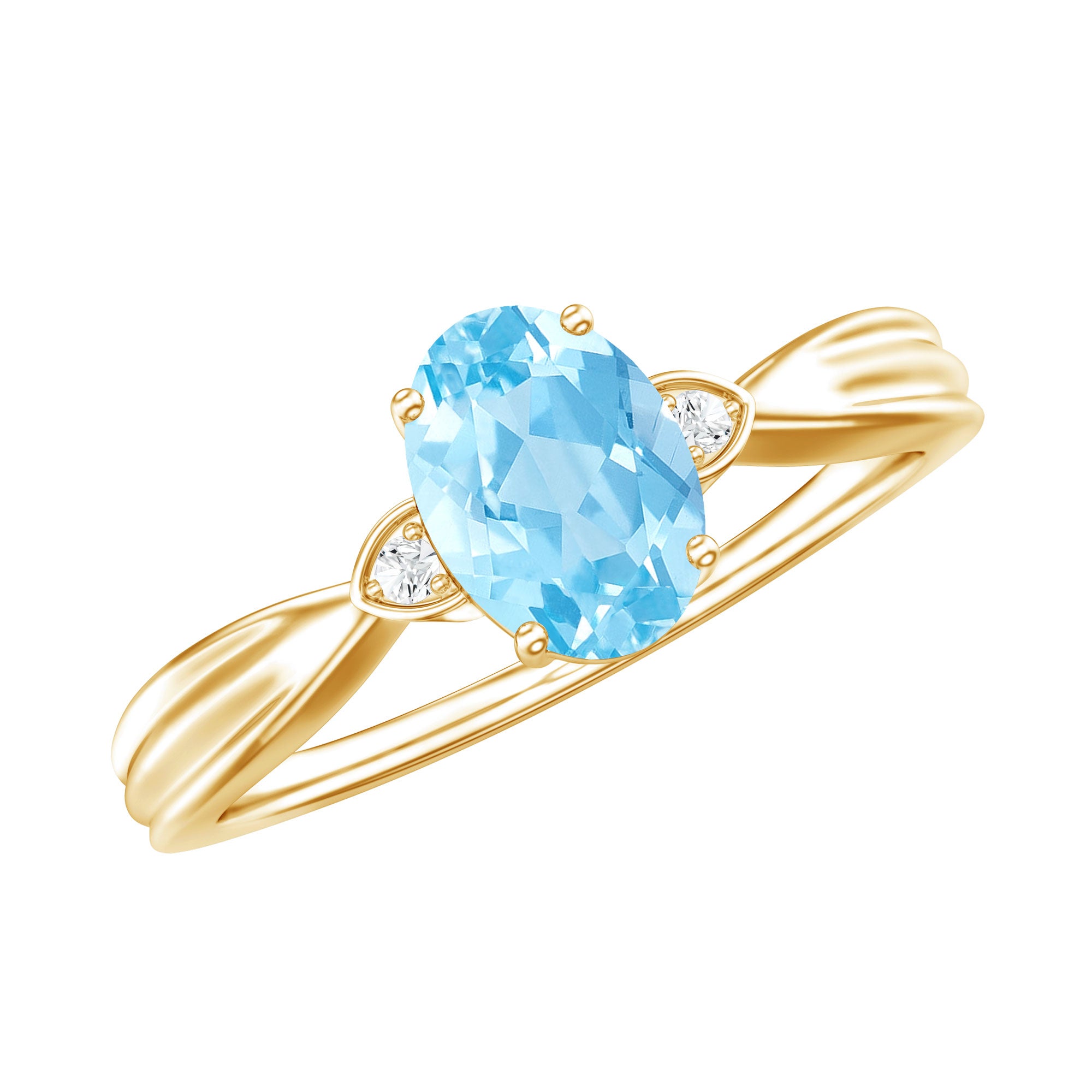 Certified Real Oval Aquamarine Engagement Ring for Women AAA - Rosec Jewels