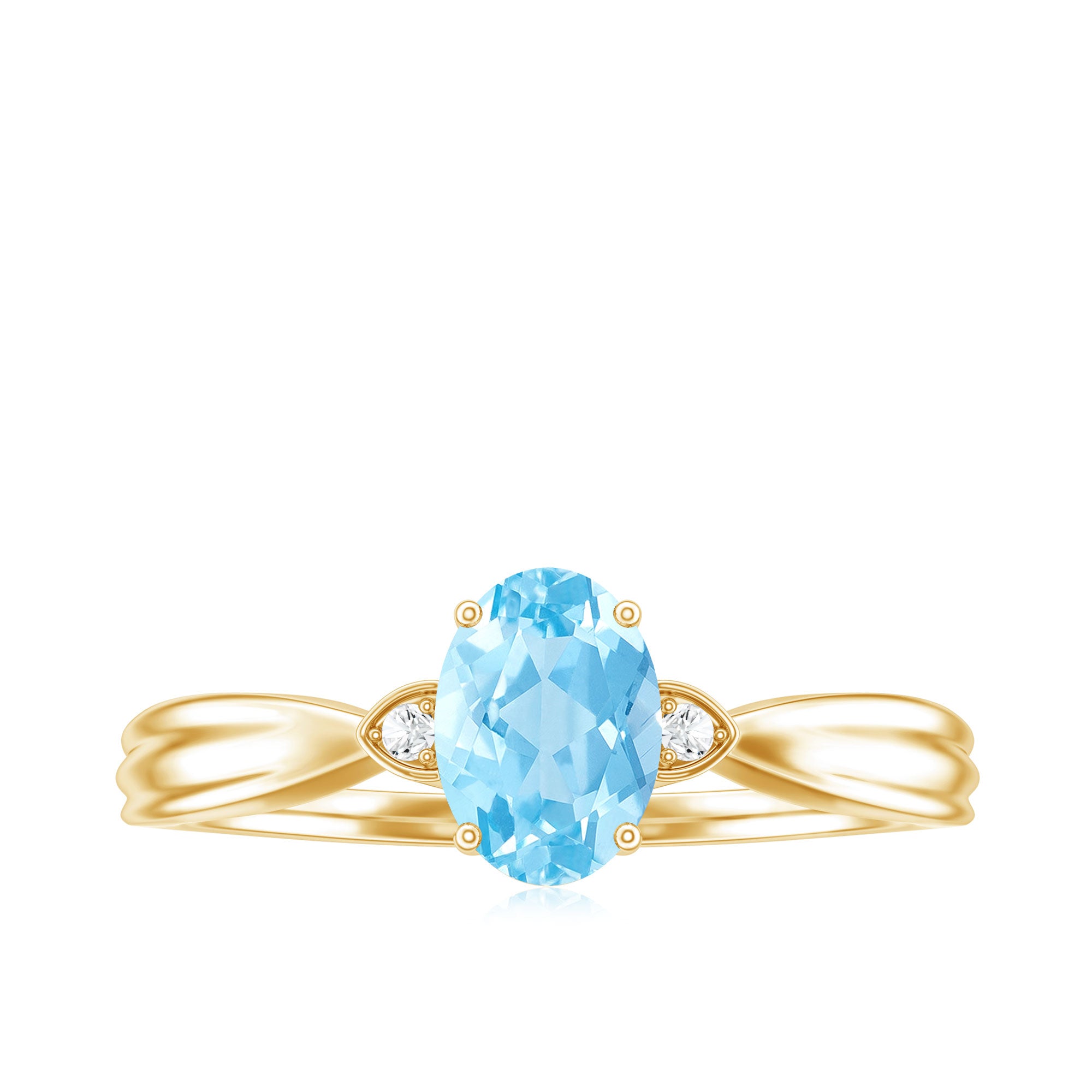 Certified Real Oval Aquamarine Engagement Ring for Women AAA - Rosec Jewels
