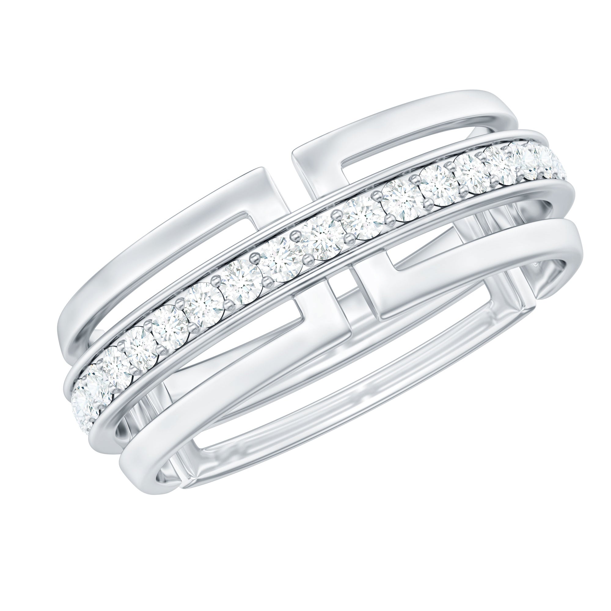 Moissanite Wedding Band in Pinpoint Setting