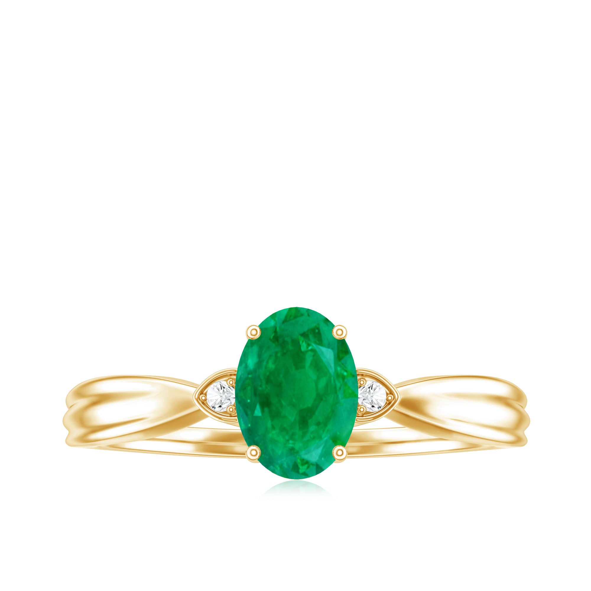 5X7 mm Oval Cut Emerald Vintage Engagement Ring with Diamond AAA - Rosec Jewels