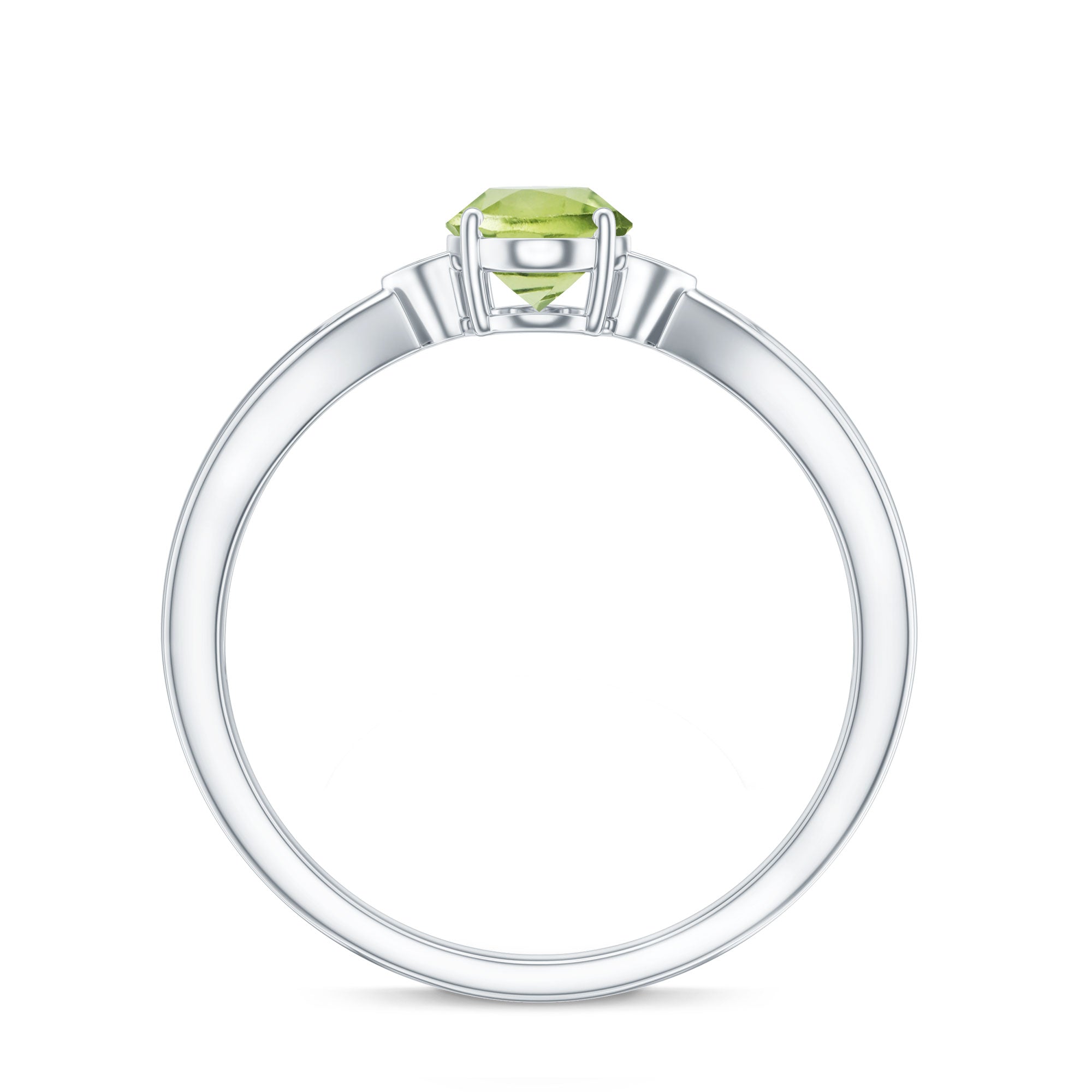 Natural 1 Carat Peridot Oval Engagement Ring with Diamond AAA - Rosec Jewels