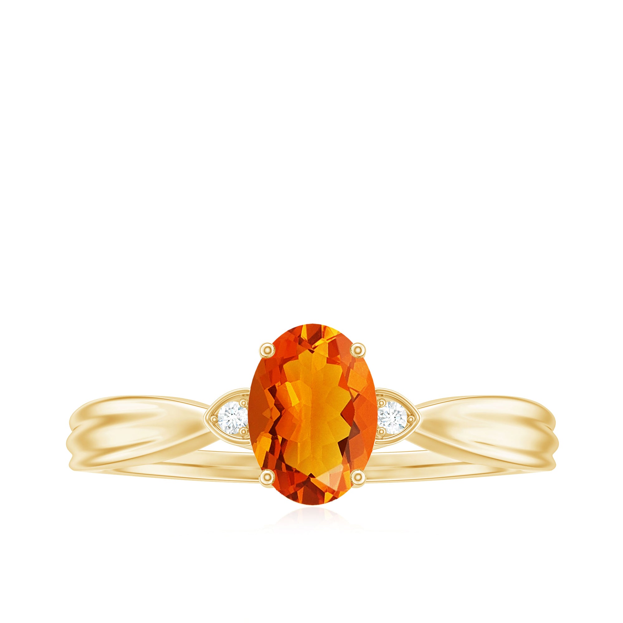 3/4 CT Oval Shape Fire Opal Engagement Ring with Diamond AAA - Rosec Jewels