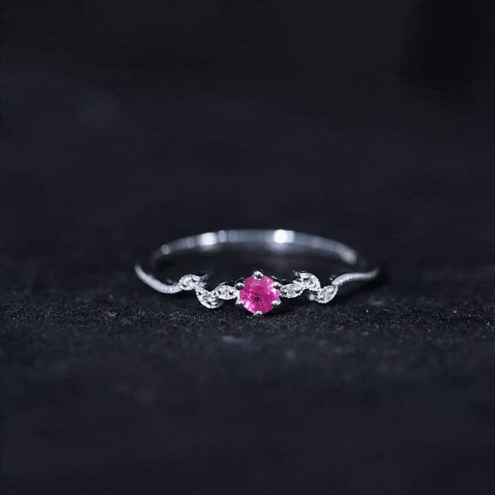 Certified Ruby and Diamond Leaf Branch Promise Ring AAA - Rosec Jewels