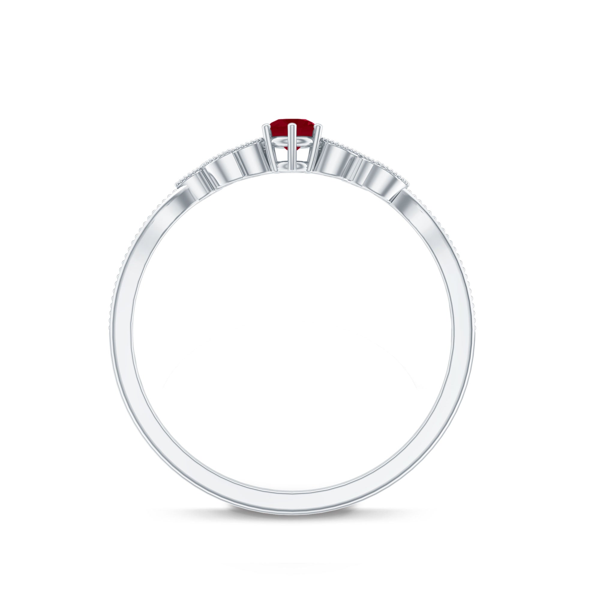 Certified Ruby and Diamond Leaf Branch Promise Ring AAA - Rosec Jewels