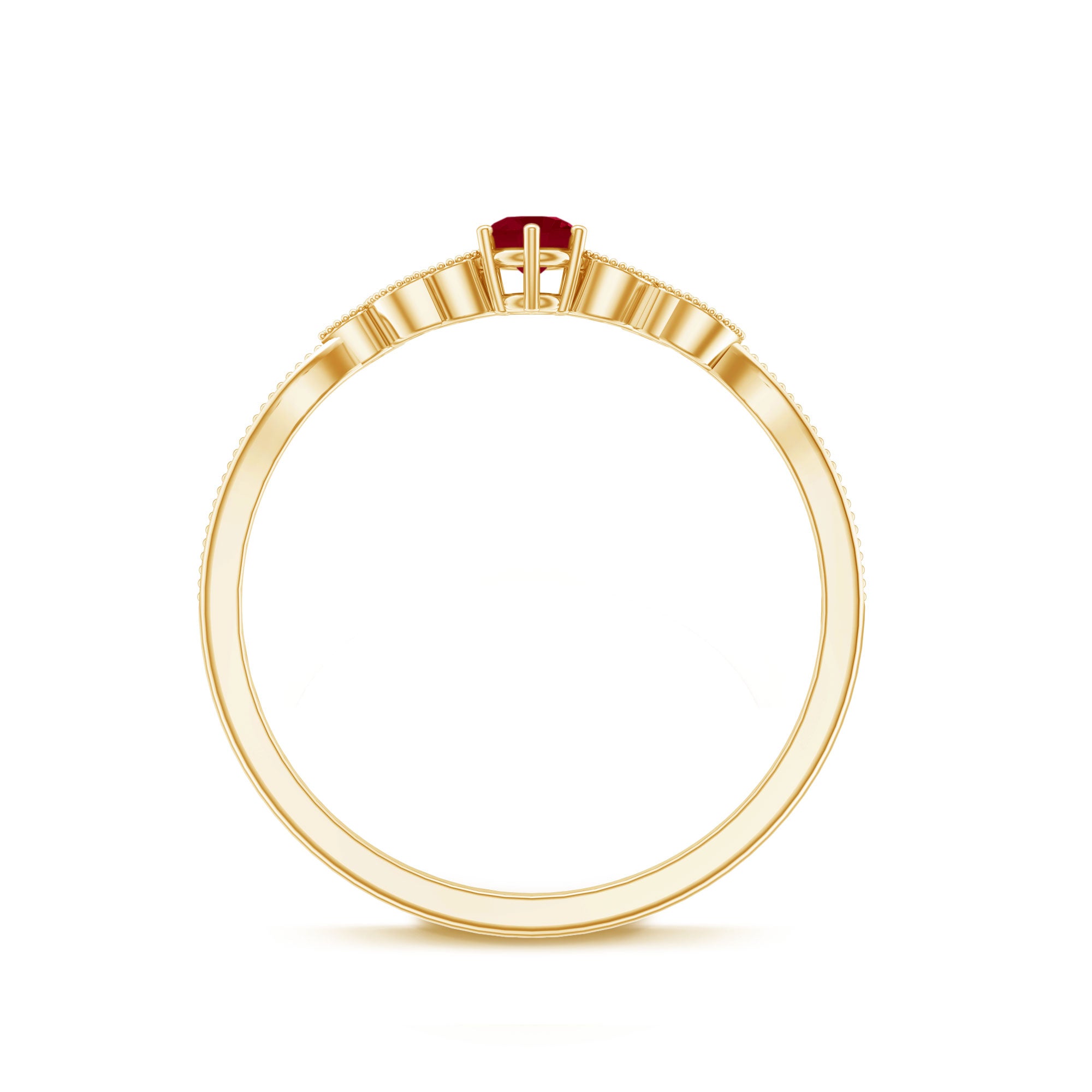 Certified Ruby and Diamond Leaf Branch Promise Ring AAA - Rosec Jewels