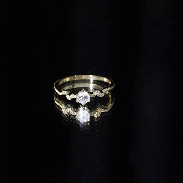 Rosec Jewels-Nature Inspired Moonstone Diamond Promise Ring for Women