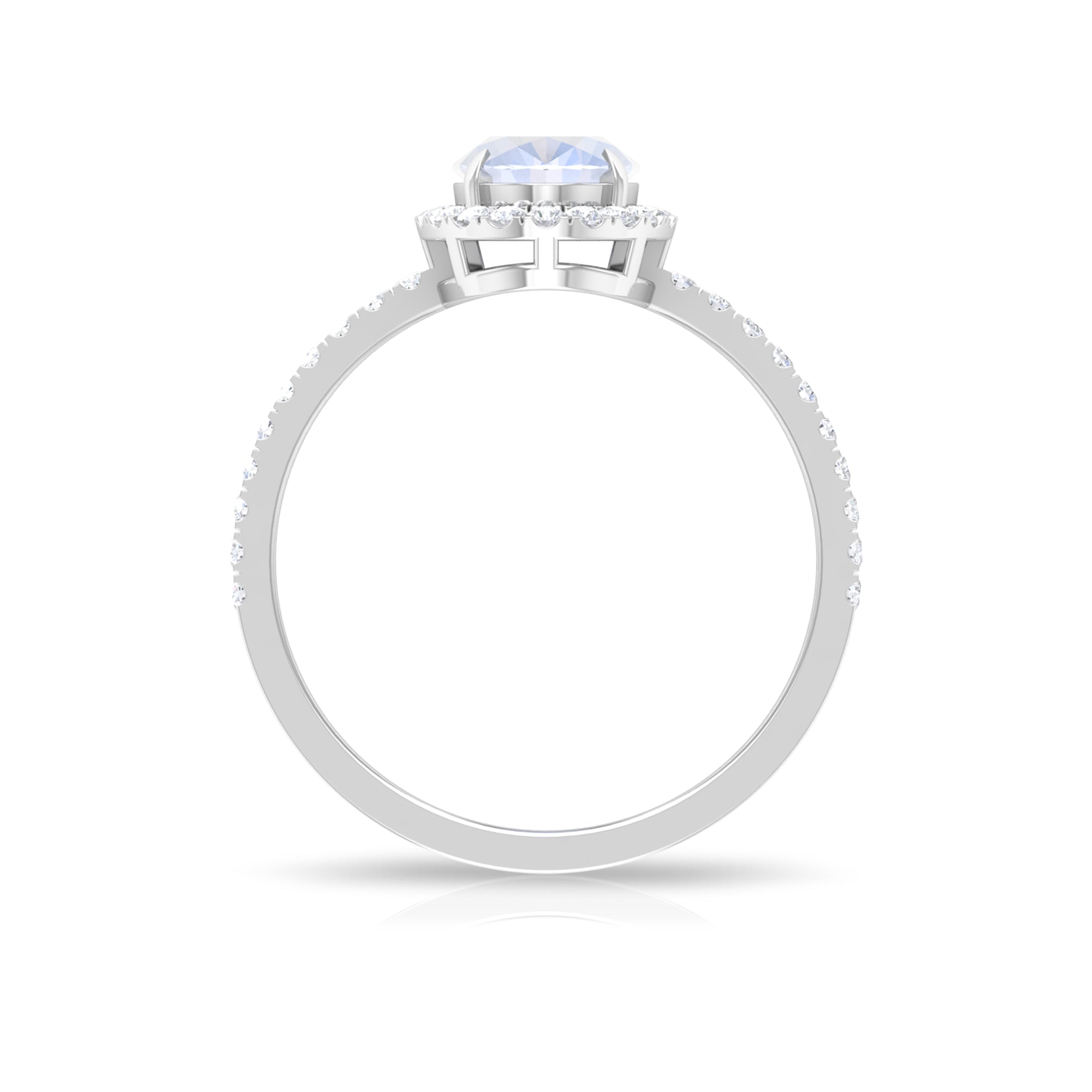 Oval Moonstone Engagement Ring with Diamond Halo AAA - Rosec Jewels