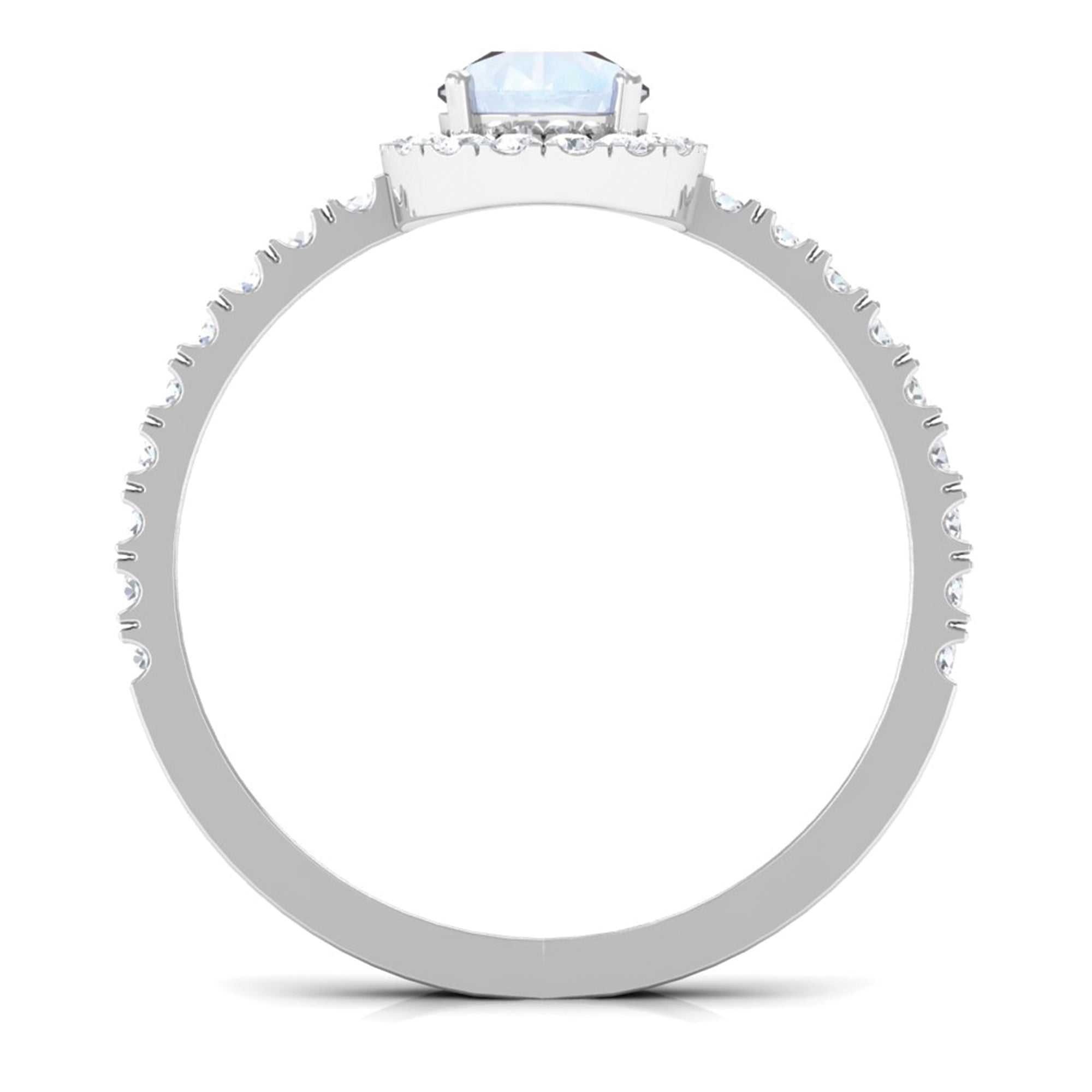 1.25 CT Pear Cut Moonstone Solitaire Simple Engagement Ring with Diamond Accent AAA - Rosec Jewels
