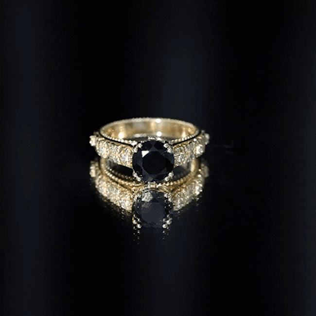 Rosec Jewels-Nature Inspired 2 Carat Lab Grown Black and White Diamond Engagement Ring