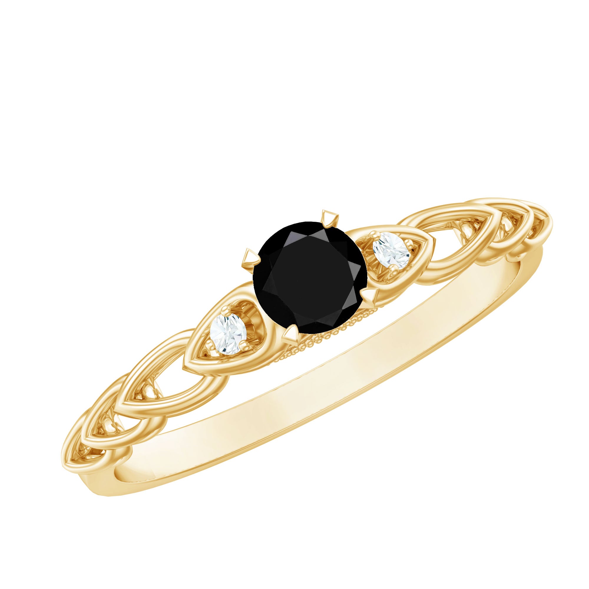 Certified 0.84 Carat Lab Grown Black Diamond Promise Ring with White Diamond AAAA ( Synthetic ) - Rosec Jewels