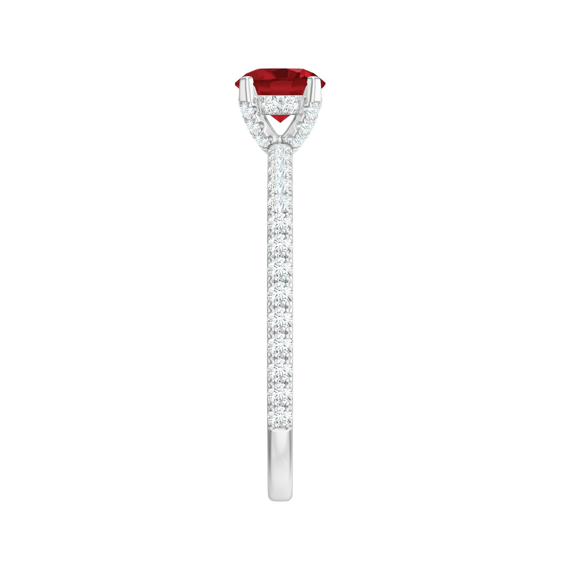 Rosec Jewels-Lab Created Ruby Engagement Ring with Diamond Side Stones