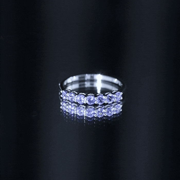 Certified Real Tanzanite Half Eternity Ring for Anniversary AAA - Rosec Jewels