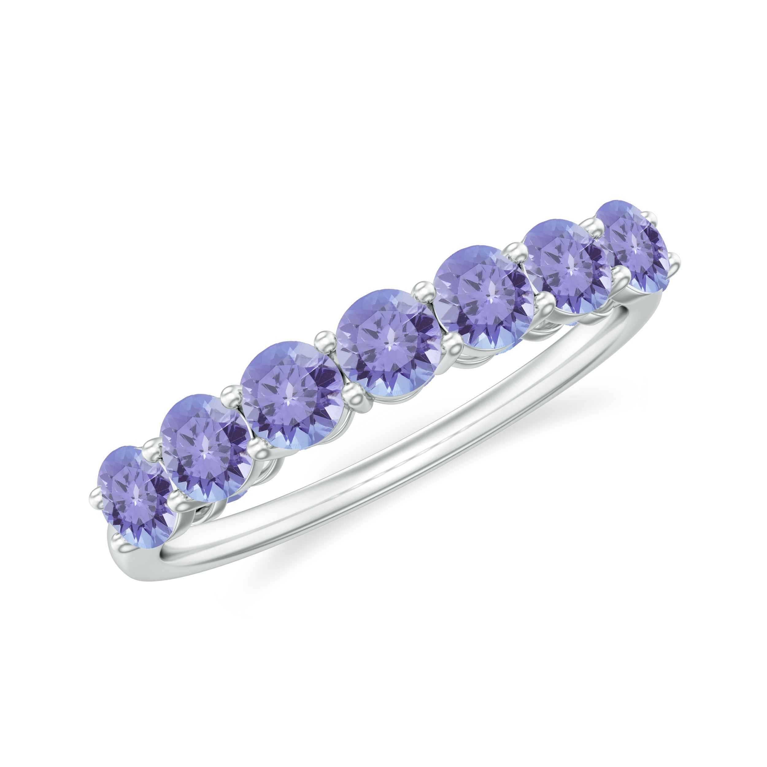 Certified Real Tanzanite Half Eternity Ring for Anniversary AAA - Rosec Jewels
