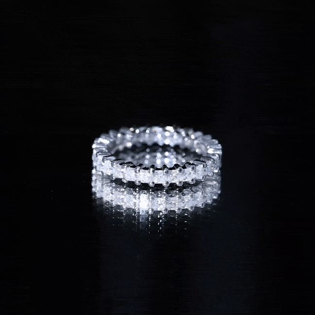 Princess Cut Moissanite Stackable Eternity Band Ring D-VS1 - Rosec Jewels