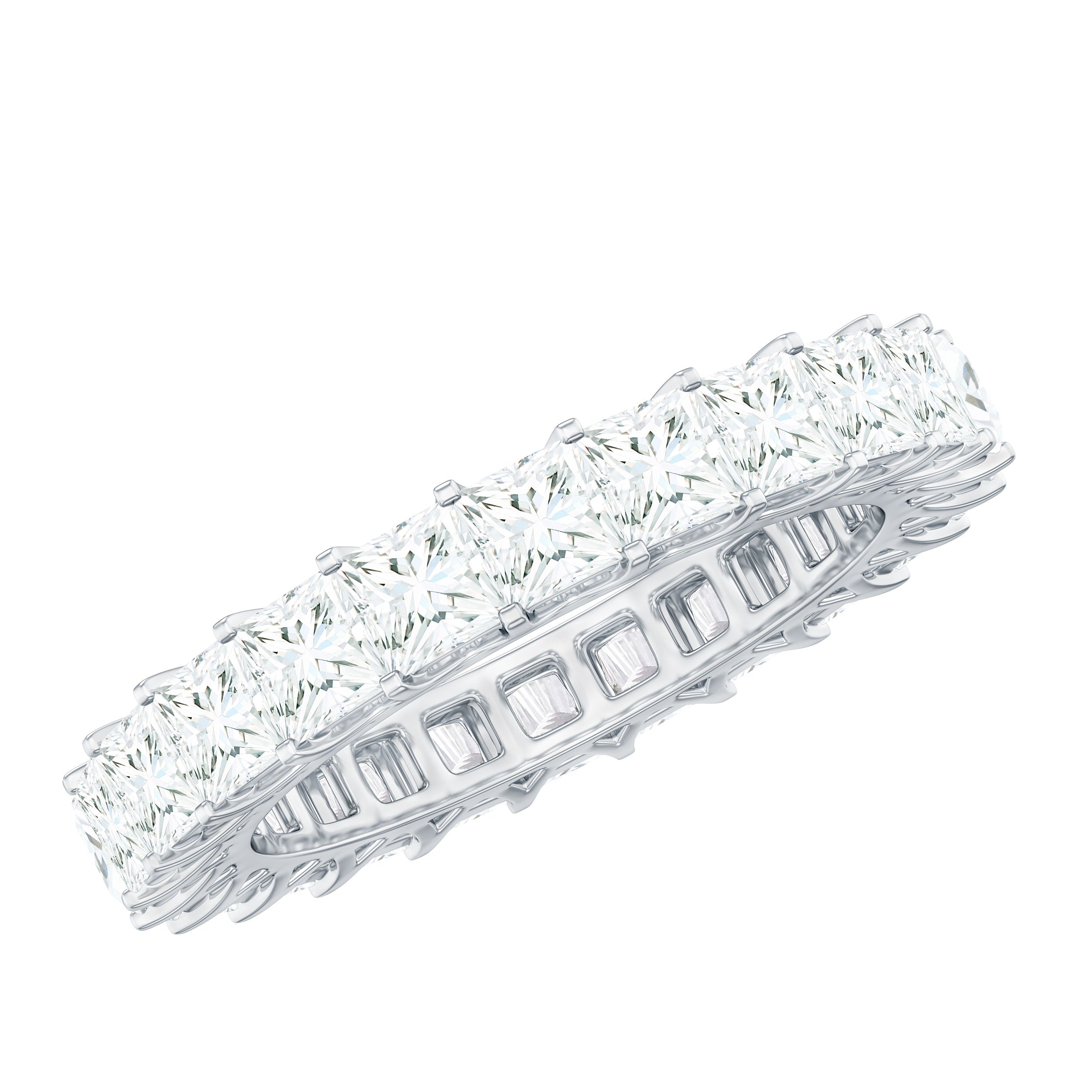 Princess Cut Moissanite Stackable Eternity Band Ring in Gold