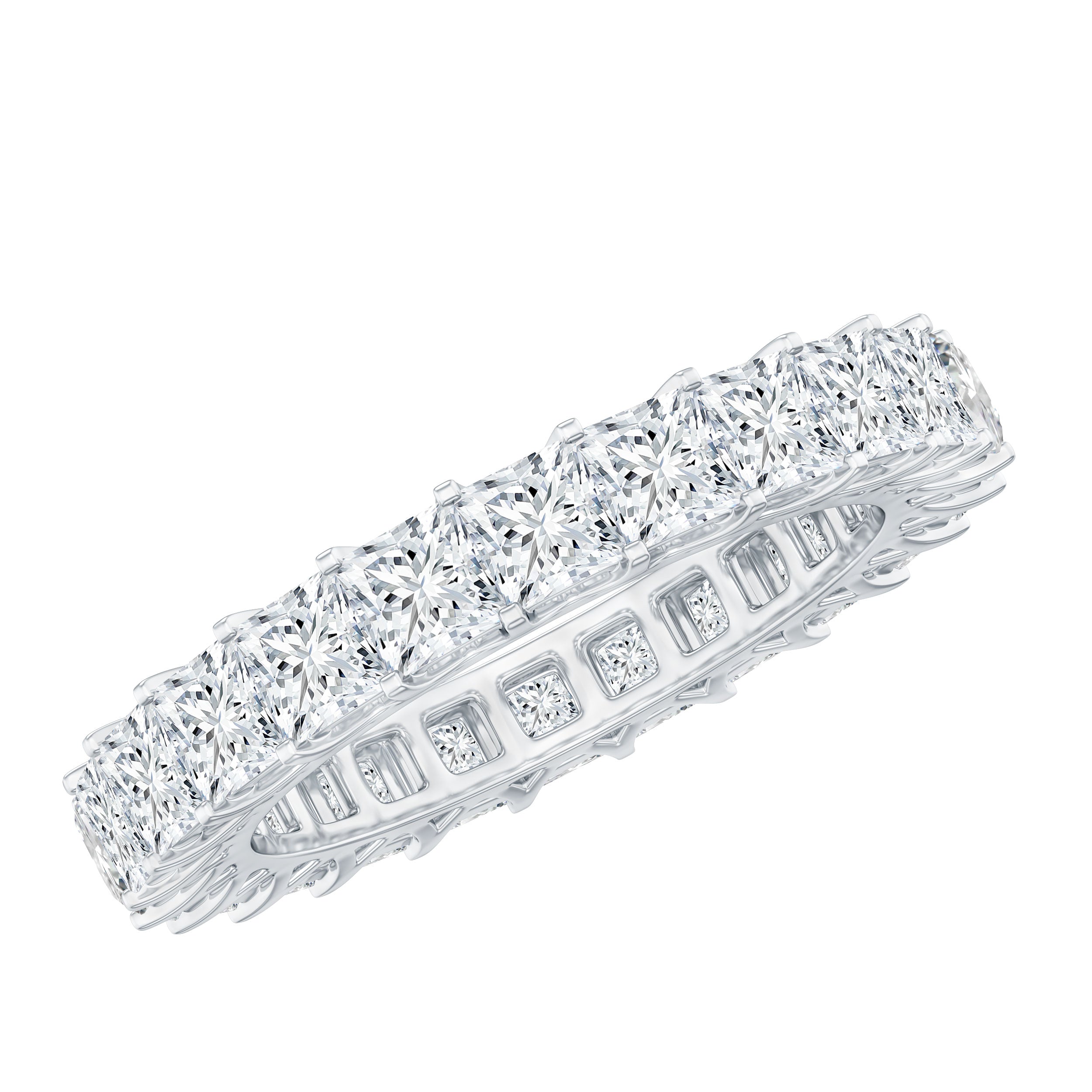 Princess Cut Moissanite Stackable Eternity Band Ring D-VS1 - Rosec Jewels