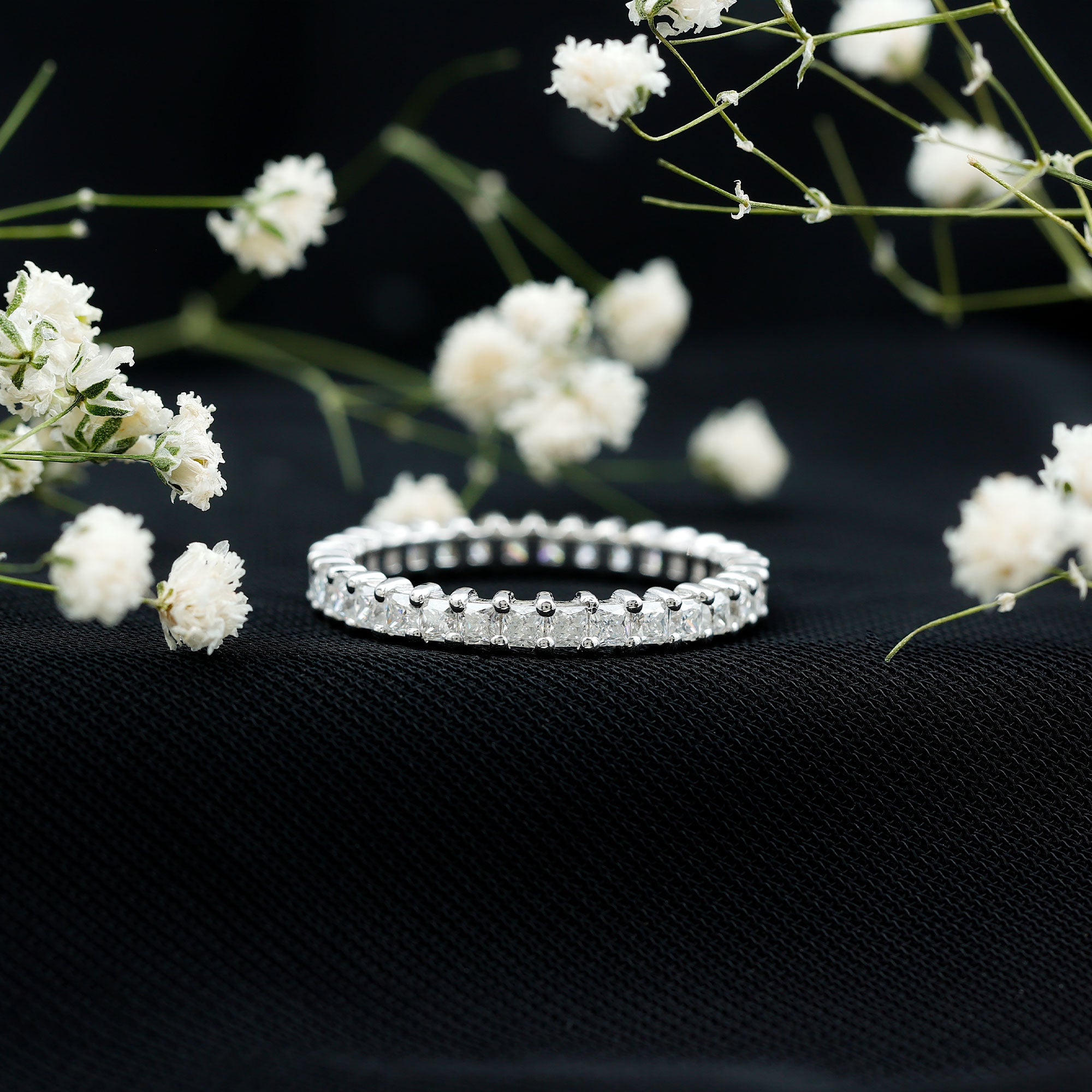 Princess Cut Moissanite Stackable Eternity Band Ring D-VS1 - Rosec Jewels