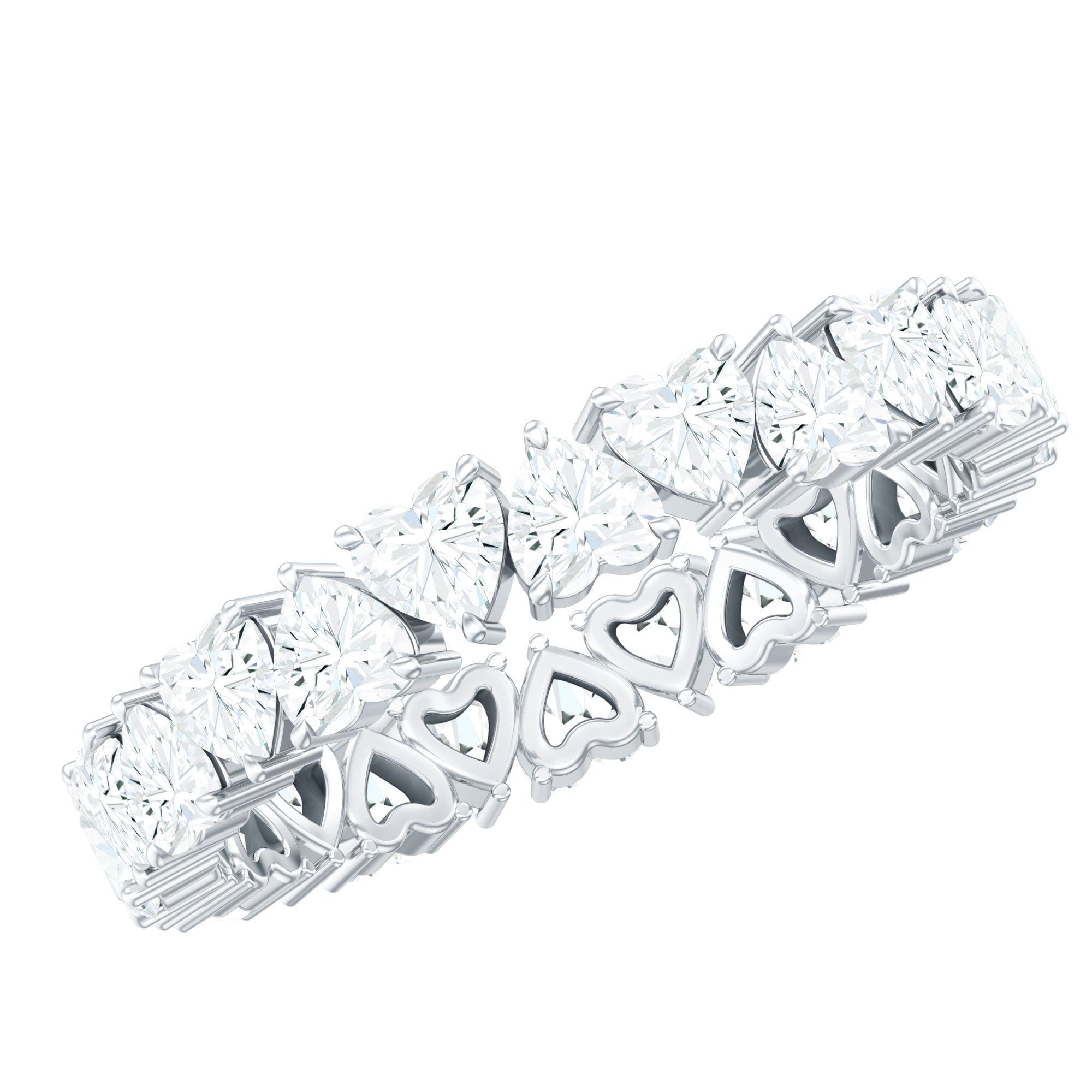 Claw Set Moissanite Heart Wedding Band for Women