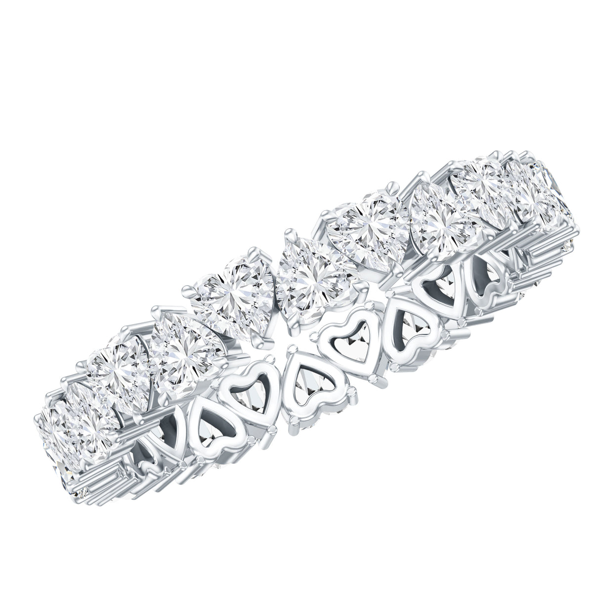 Claw Set Moissanite Heart Wedding Band for Women D-VS1 - Rosec Jewels