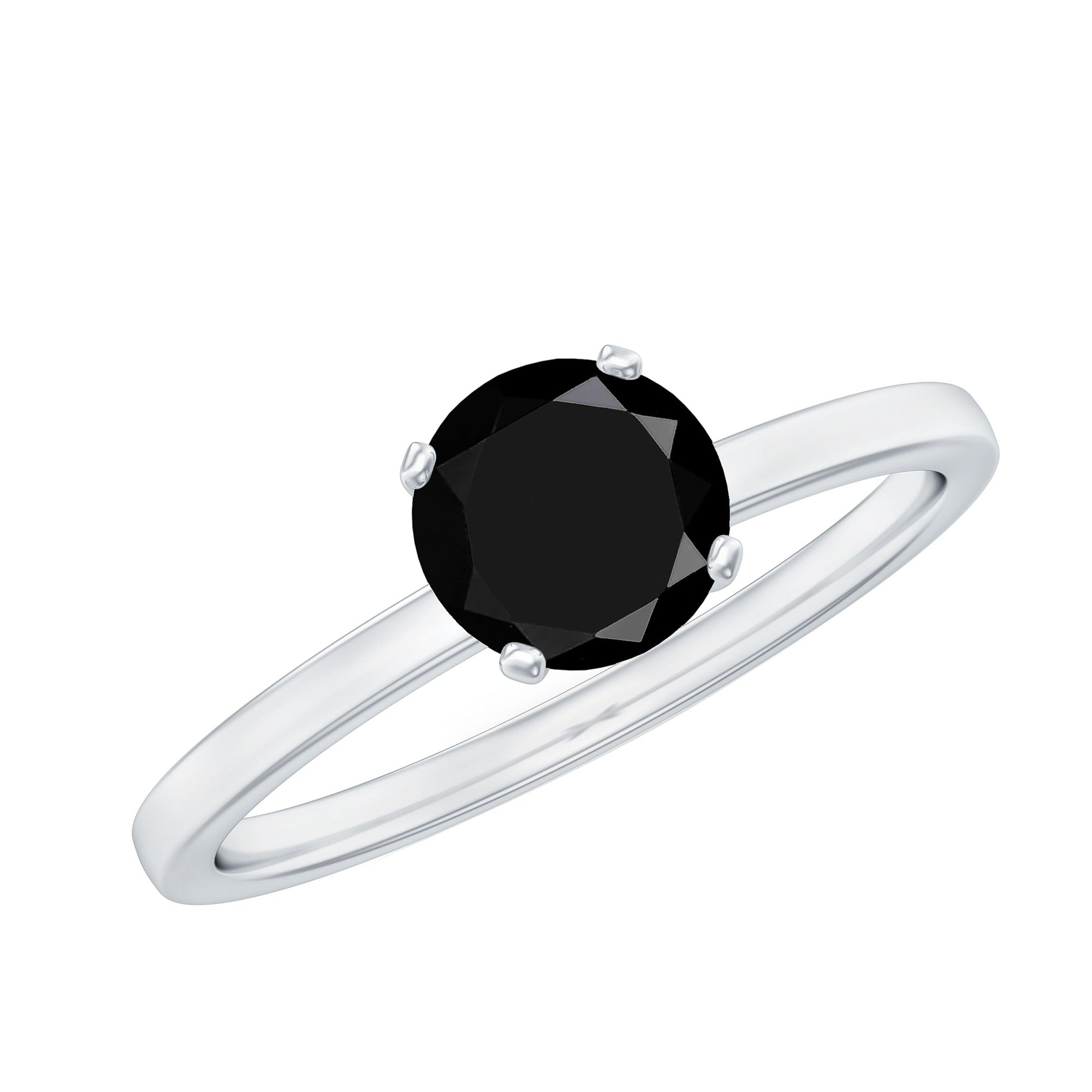 Natural 2 Carat Black Onyx Engagement Ring For Women AAA - Rosec Jewels