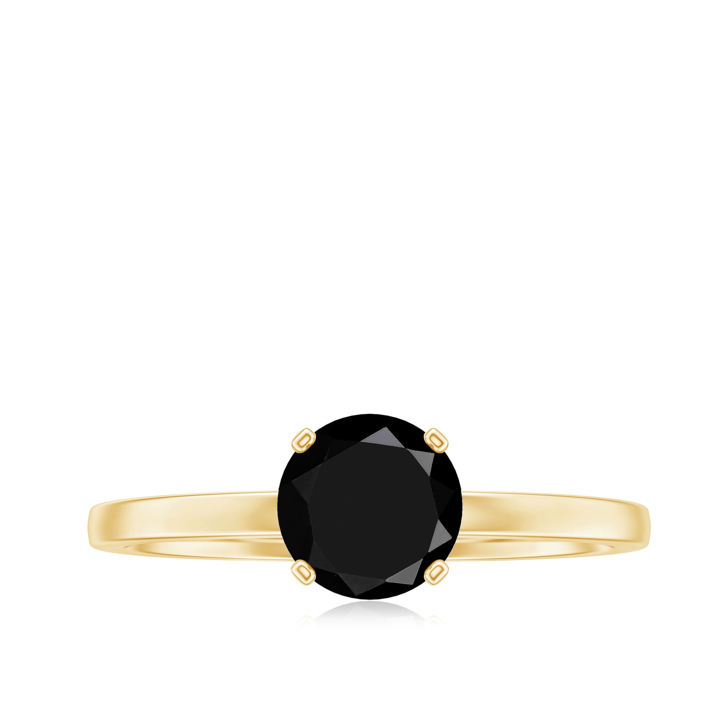 Natural 2 Carat Black Onyx Engagement Ring For Women AAA - Rosec Jewels