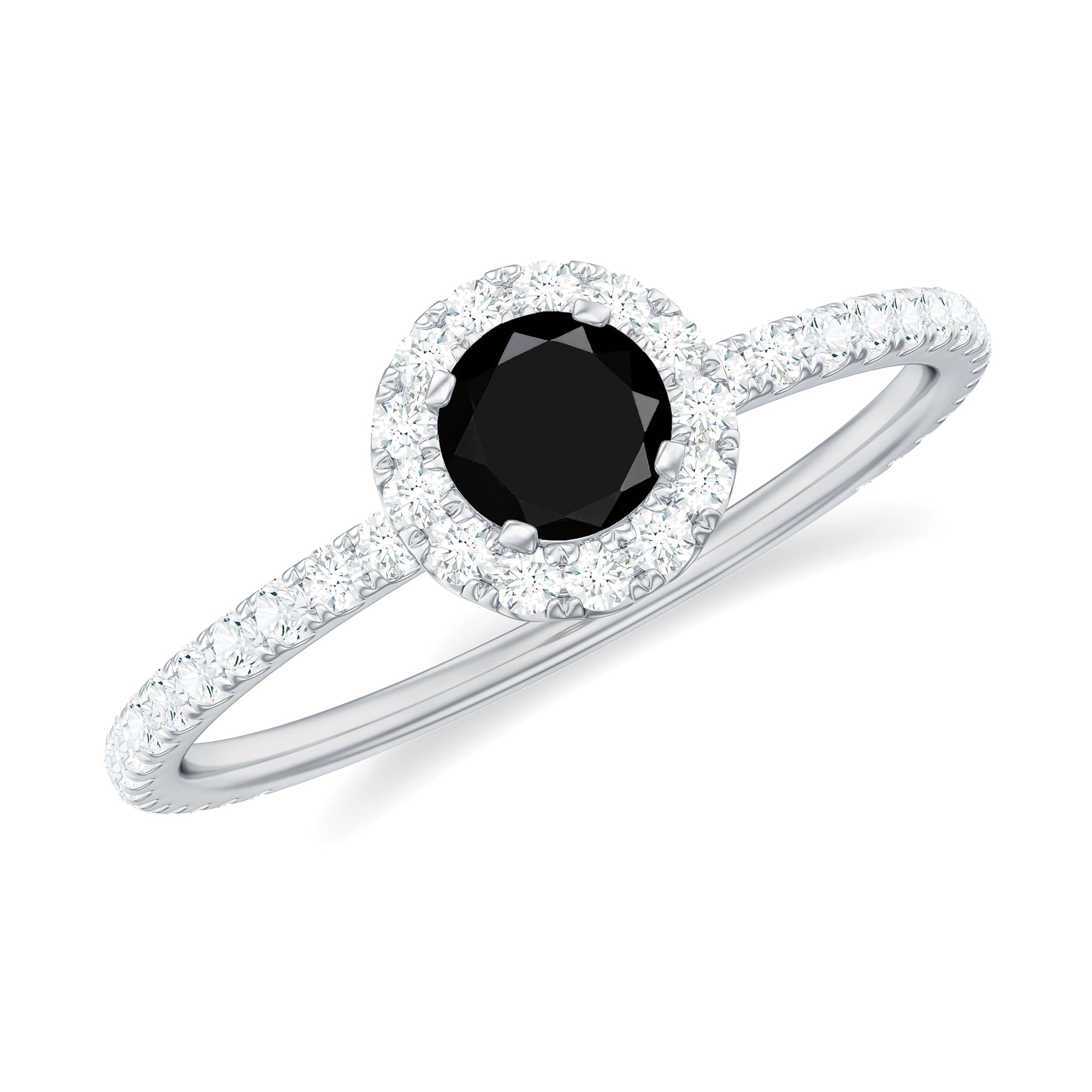 Round Black Diamond Minimal Engagement Ring