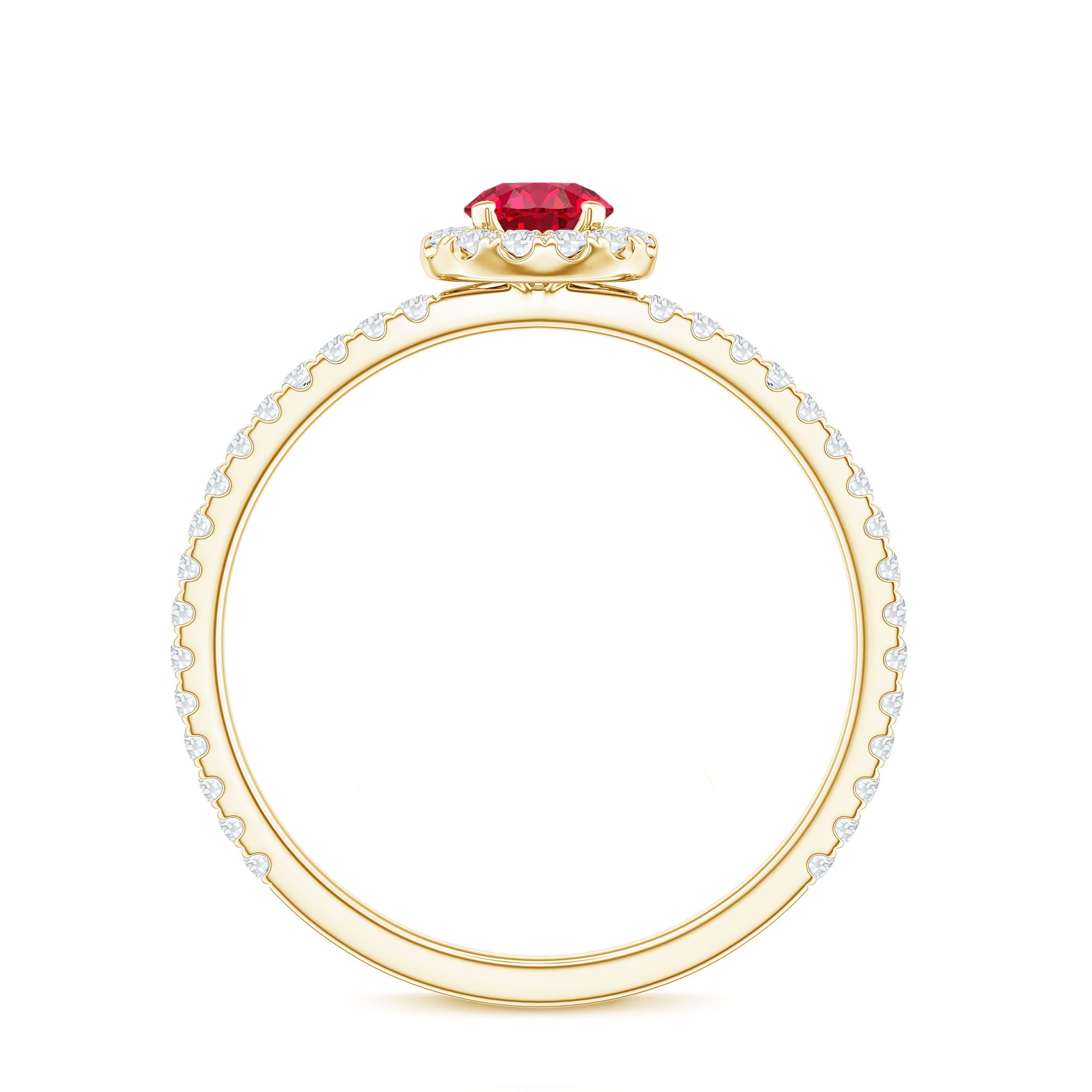 Certified Lab Grown Ruby and Diamond Halo Engagement Ring AAAA - Rosec Jewels