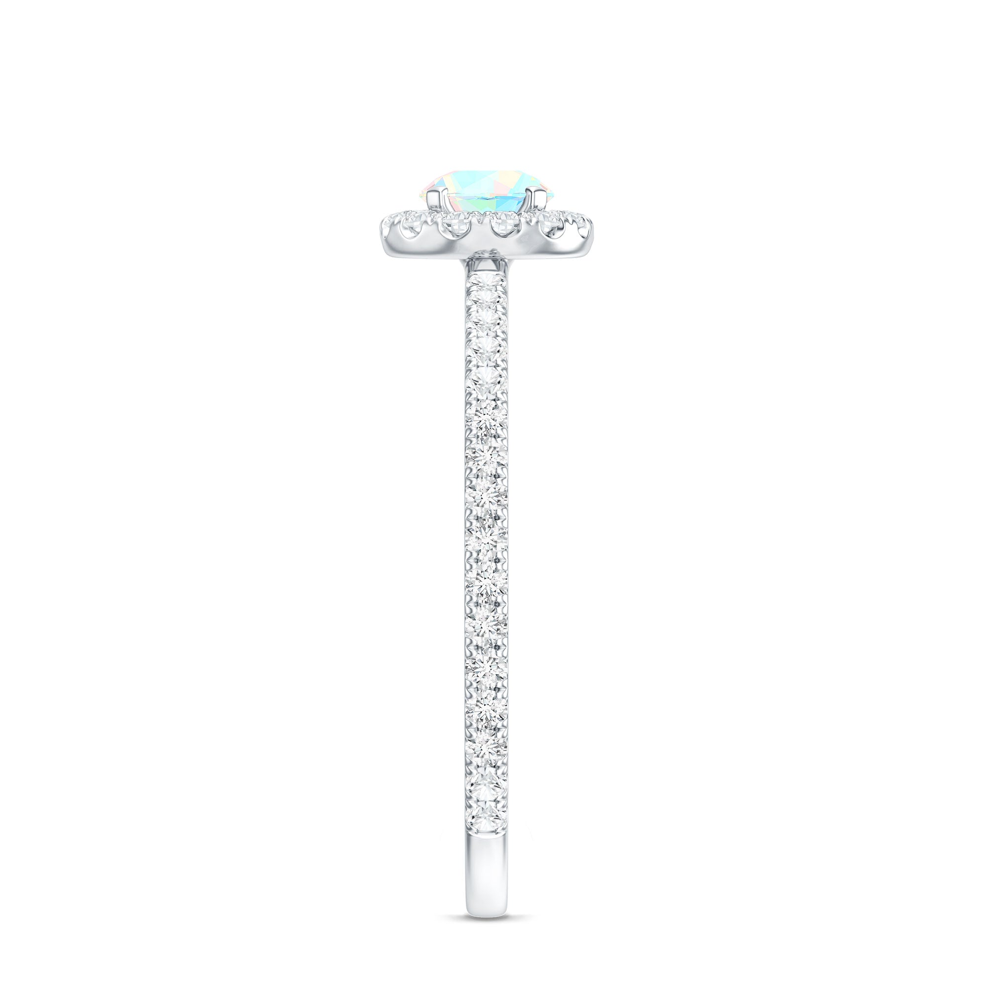 Natural Opalescent Promise Engagement Ring with Diamond Halo AAA - Rosec Jewels