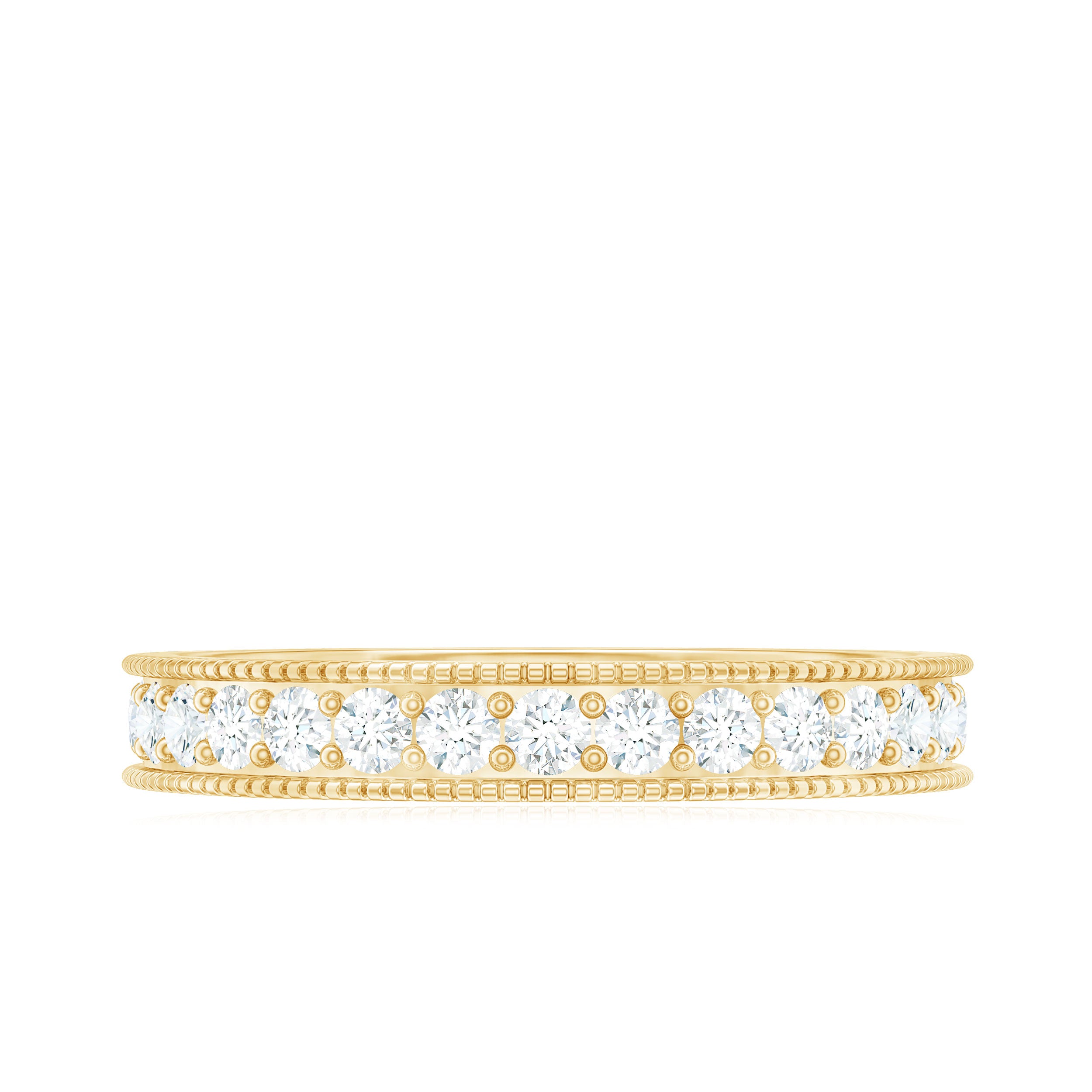 Moissanite Band Ring with Milgrain Detailing D-VS1 - Rosec Jewels