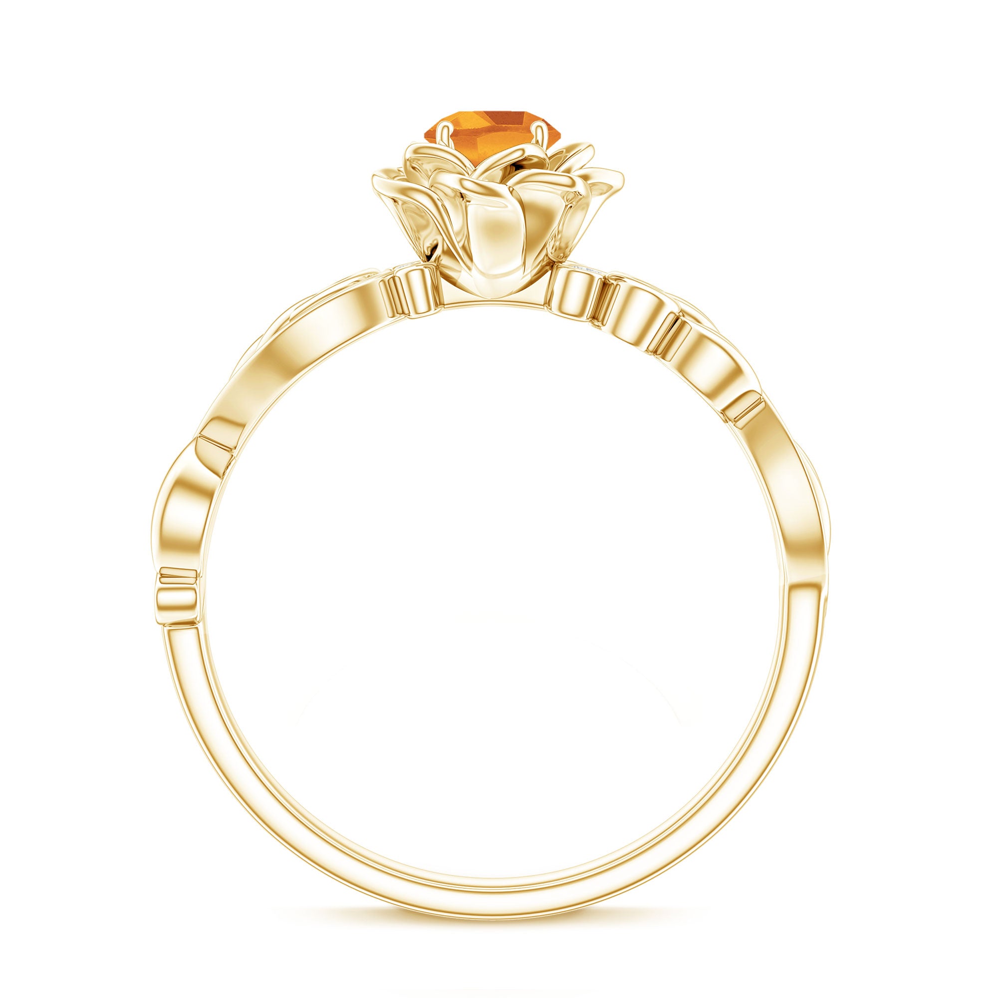 Rosec Jewels-Nature Inspired Citrine Flower Engagement Ring with Diamond