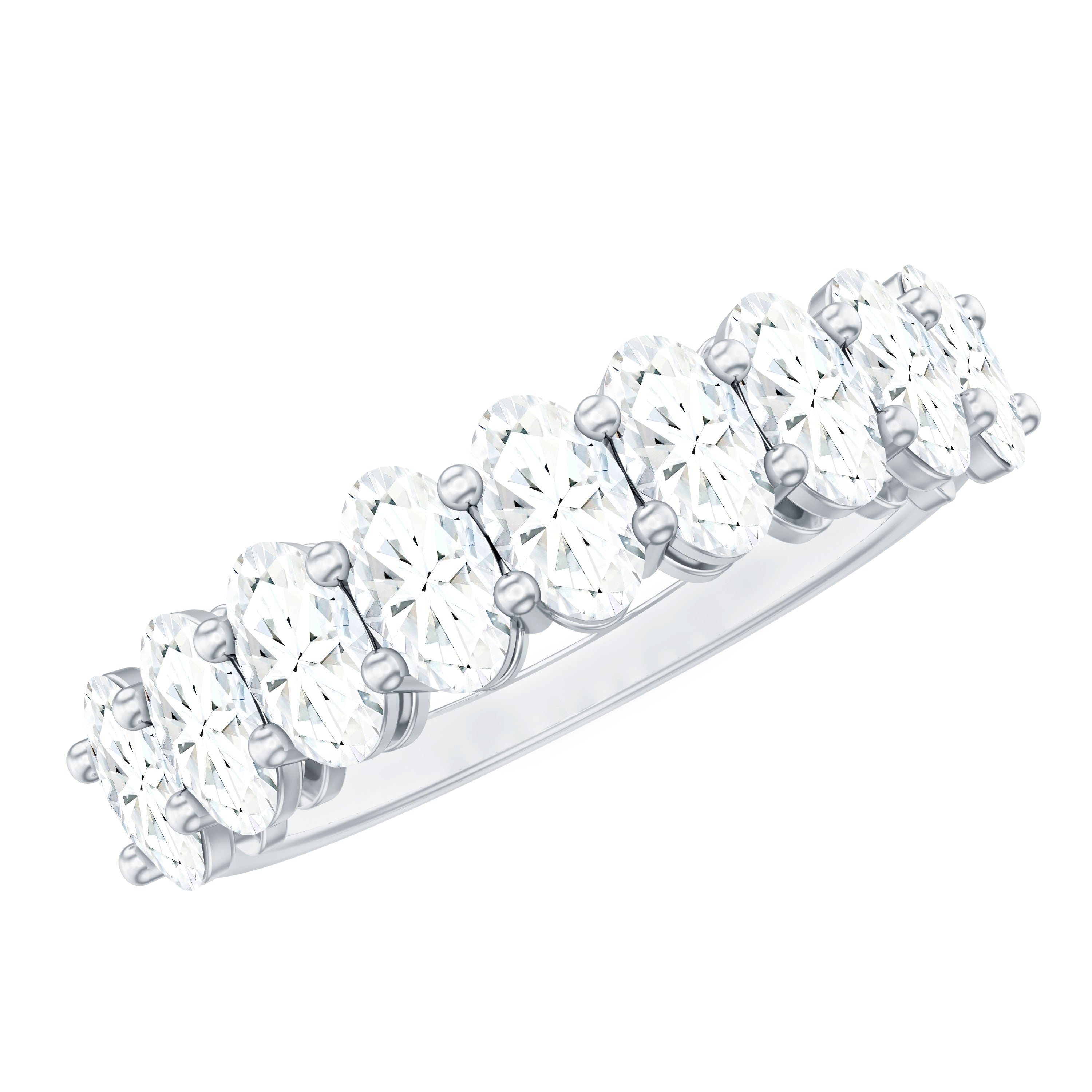 2.50 CT Oval Moissanite Half Eternity Band Ring in Gold