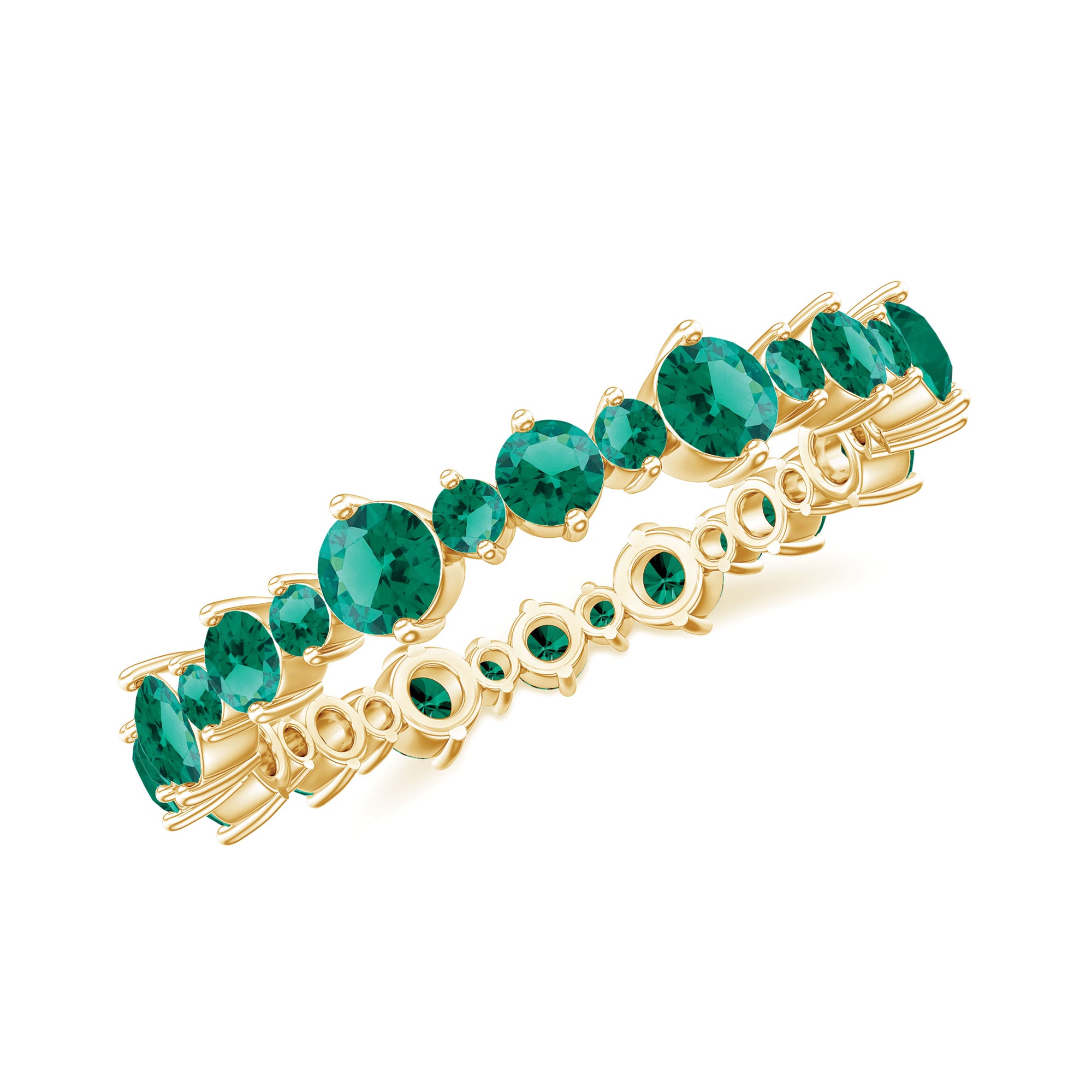 Lab Grown Emerald Full Eternity Wedding Anniversary Ring with Certificate AAAA - Rosec Jewels