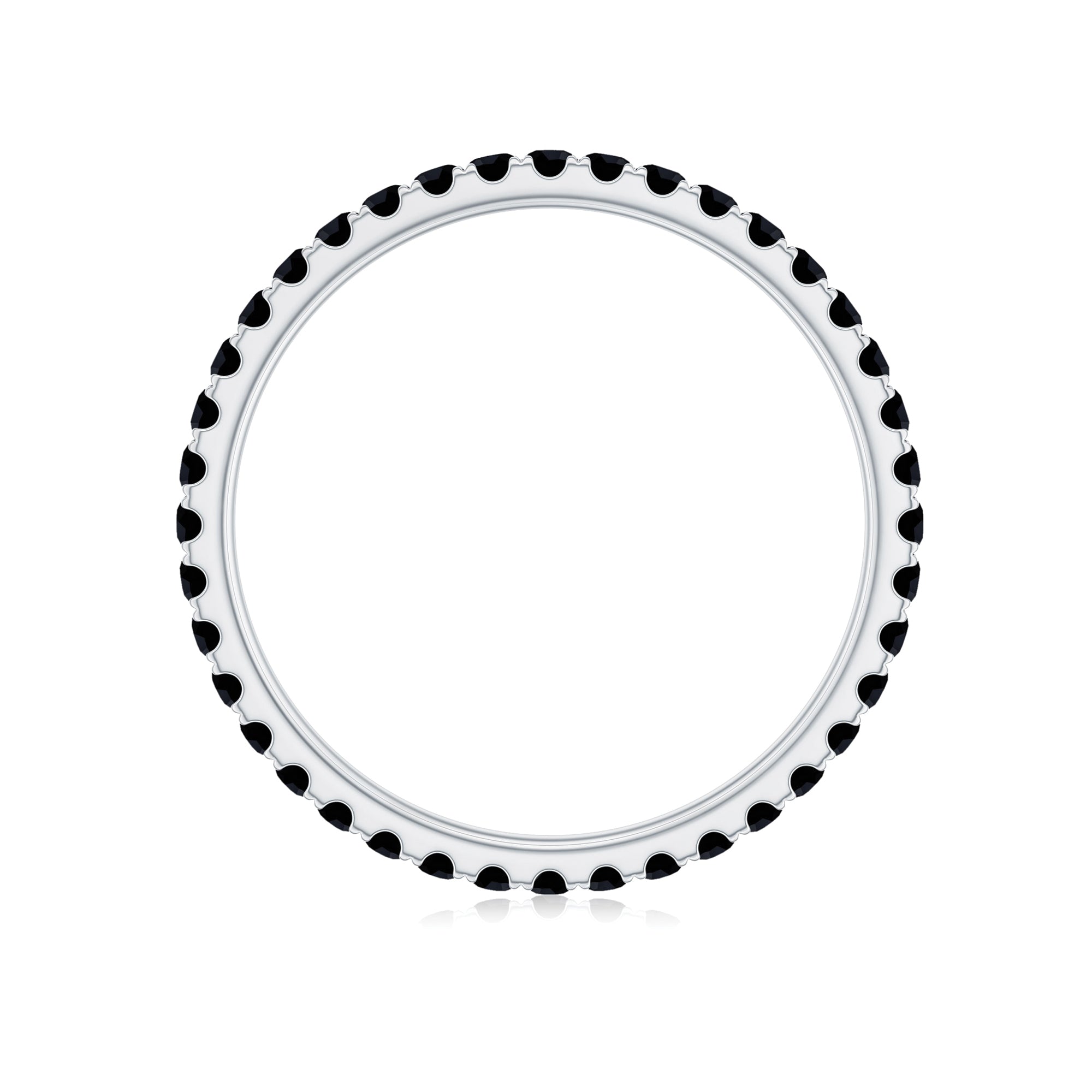 Certified Real Black Spinel Eternity Stackable Ring AAA - Rosec Jewels