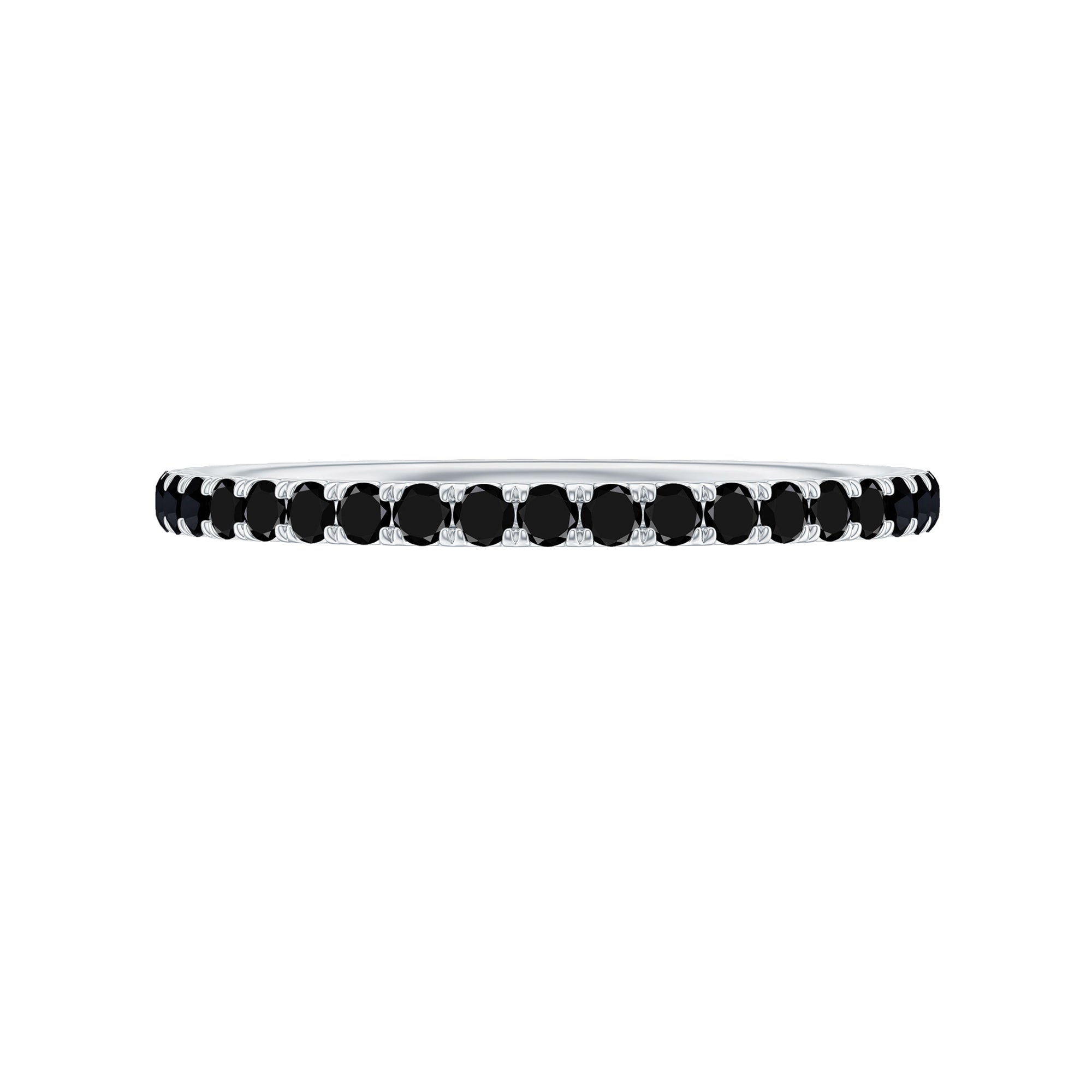 Certified Real Black Spinel Eternity Stackable Ring AAA - Rosec Jewels