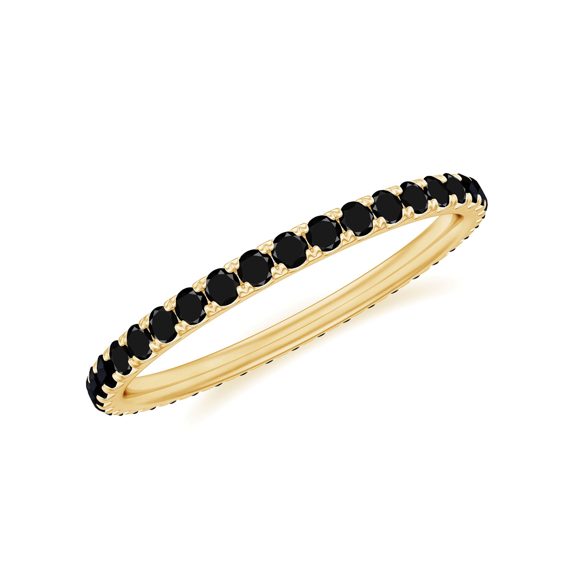 Certified Real Black Spinel Eternity Stackable Ring AAA - Rosec Jewels