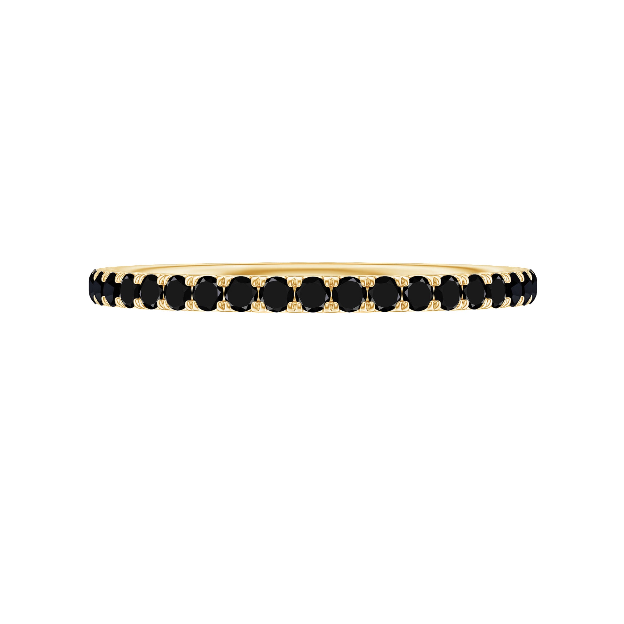 Certified Real Black Spinel Eternity Stackable Ring AAA - Rosec Jewels