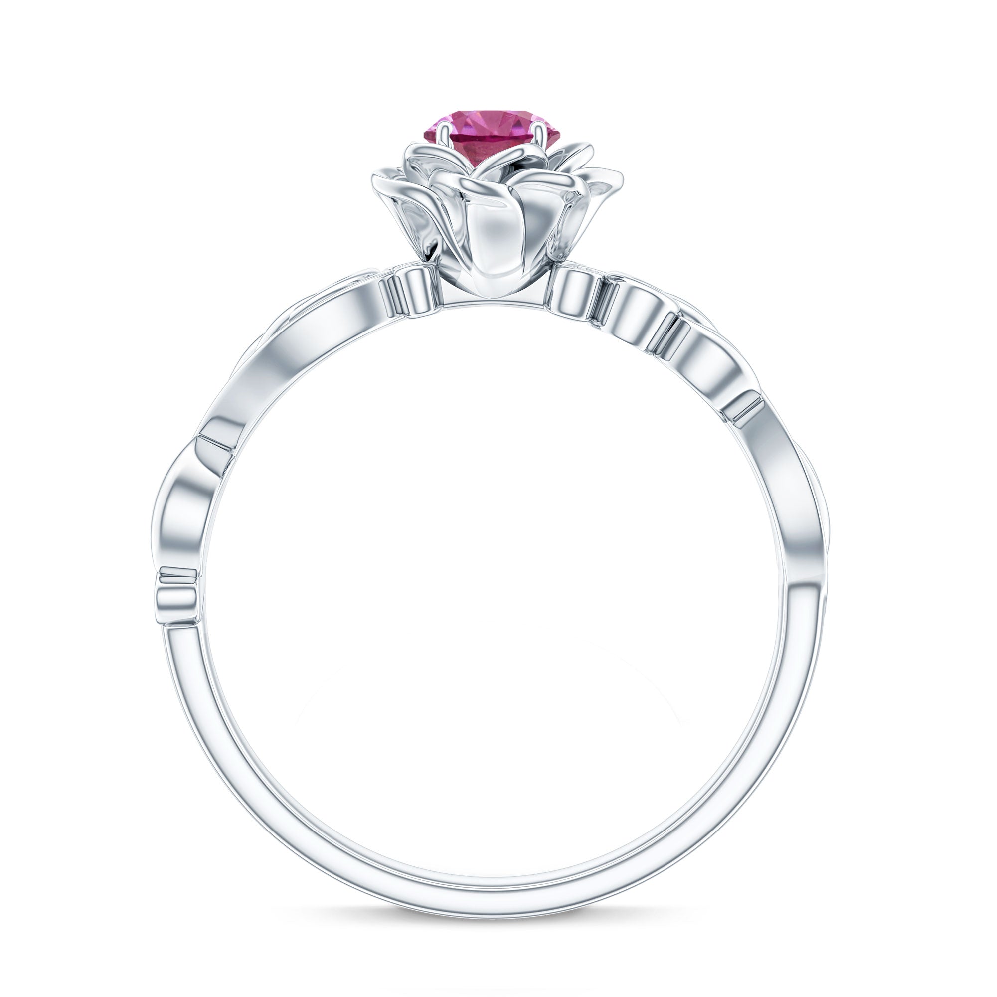 Nature Inspired Pink Tourmaline and Diamond Engagement Ring AAA - Rosec Jewels