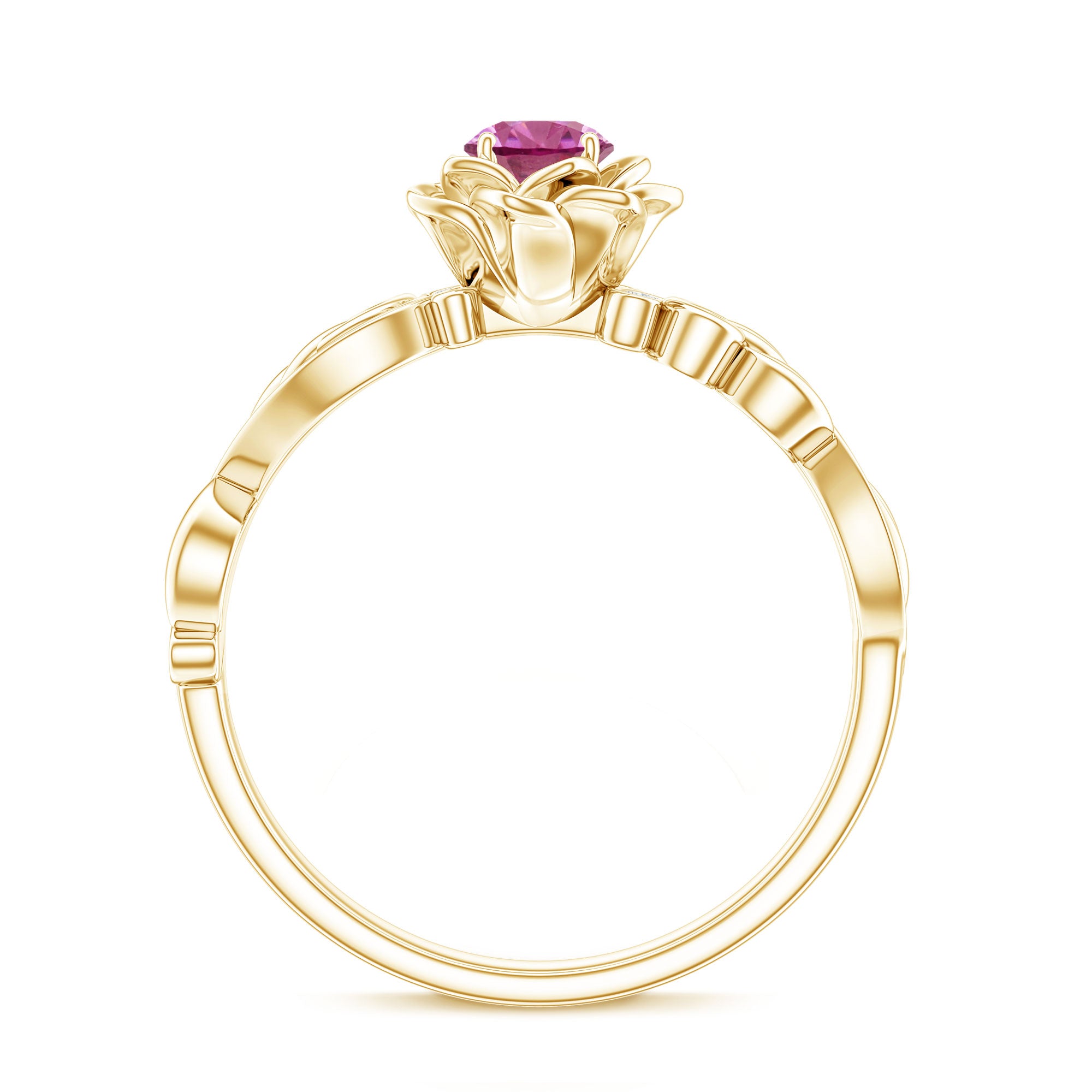 Nature Inspired Pink Tourmaline and Diamond Engagement Ring AAA - Rosec Jewels