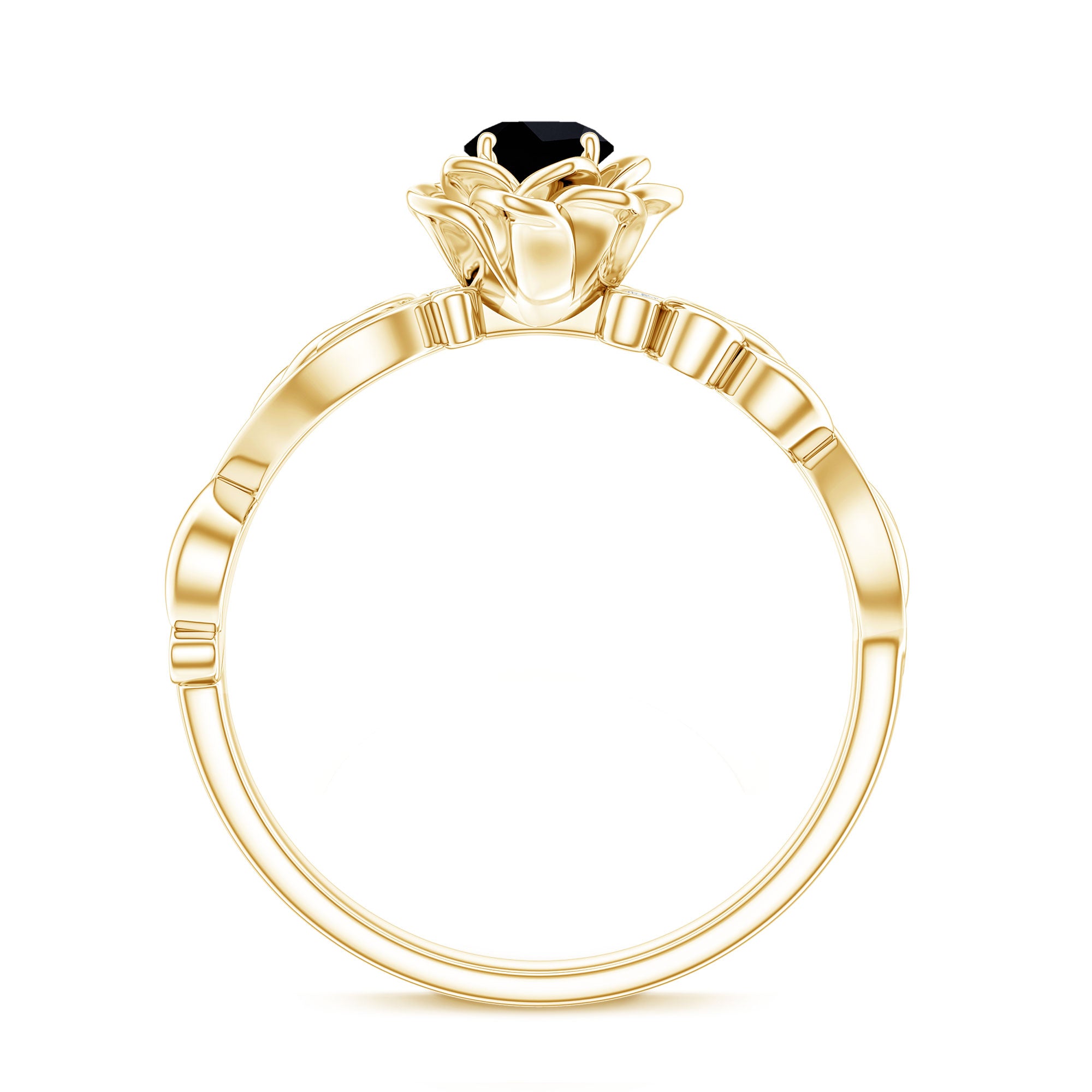 Certified 0.8 Carat Lab Grown Black and White Diamond Flower Engagement Ring AAAA ( Synthetic ) - Rosec Jewels