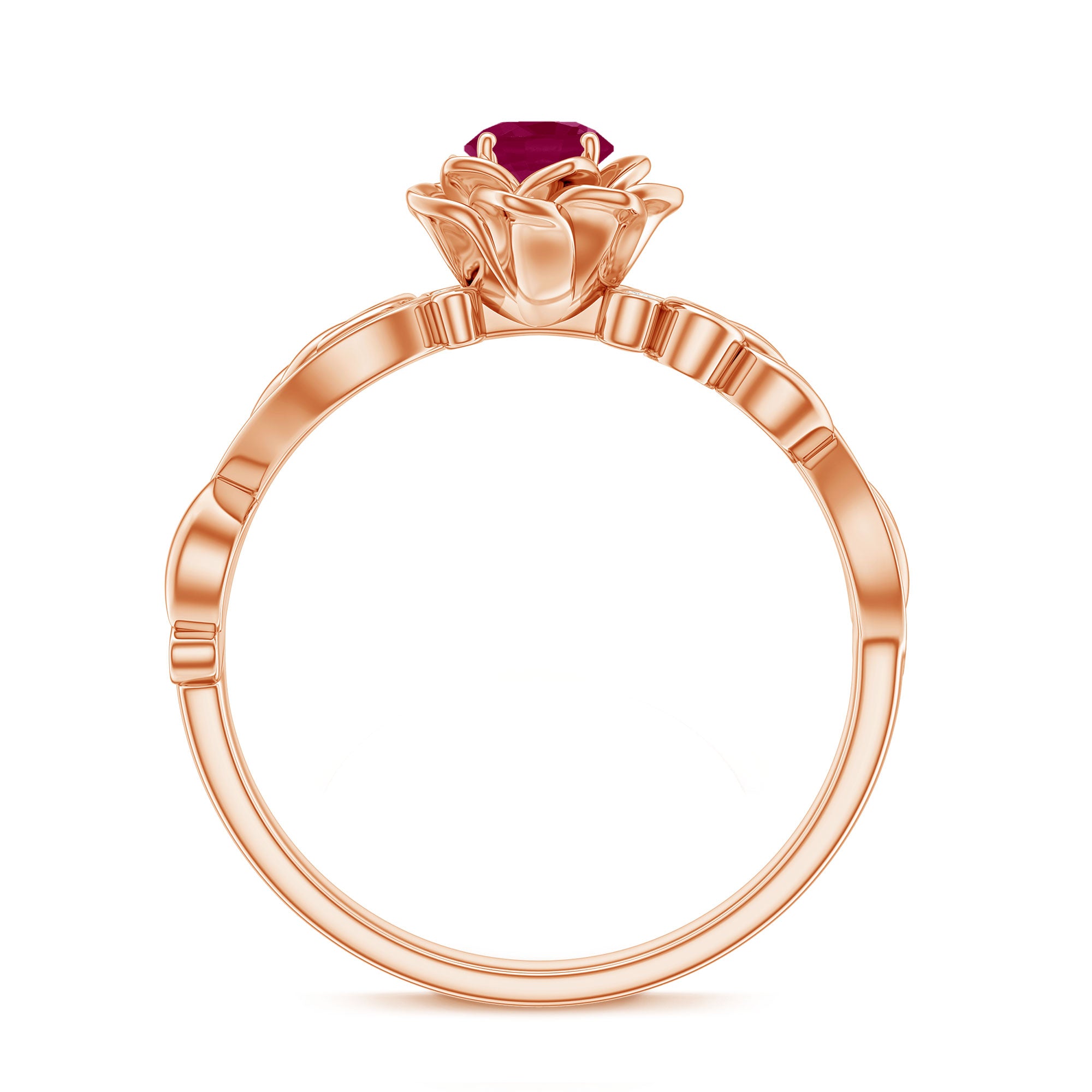 Nature Inspired 0.6 Carat Ruby Diamond Engagement Ring for Women AAA - Rosec Jewels