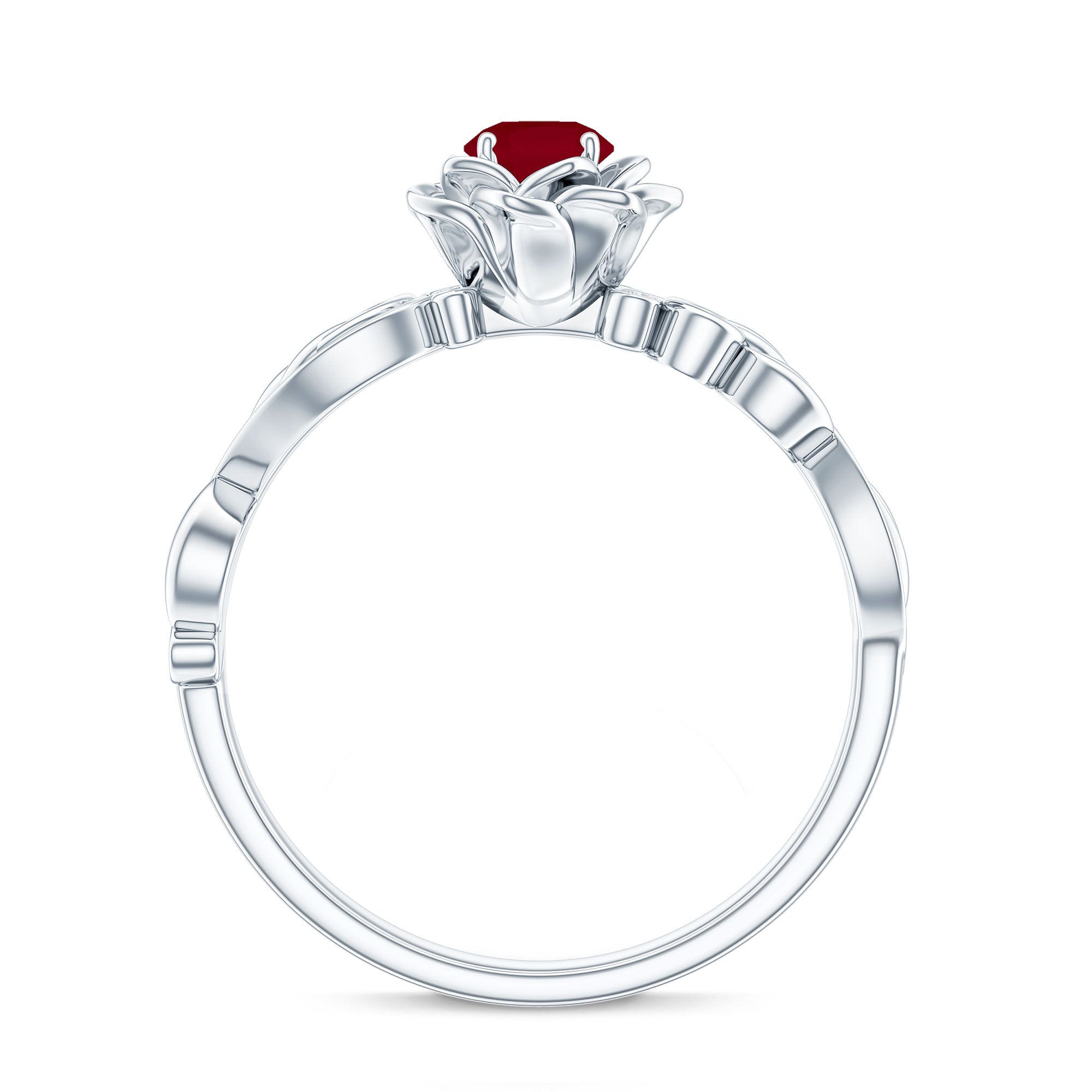 Nature Inspired 0.6 Carat Ruby Diamond Engagement Ring for Women AAA - Rosec Jewels