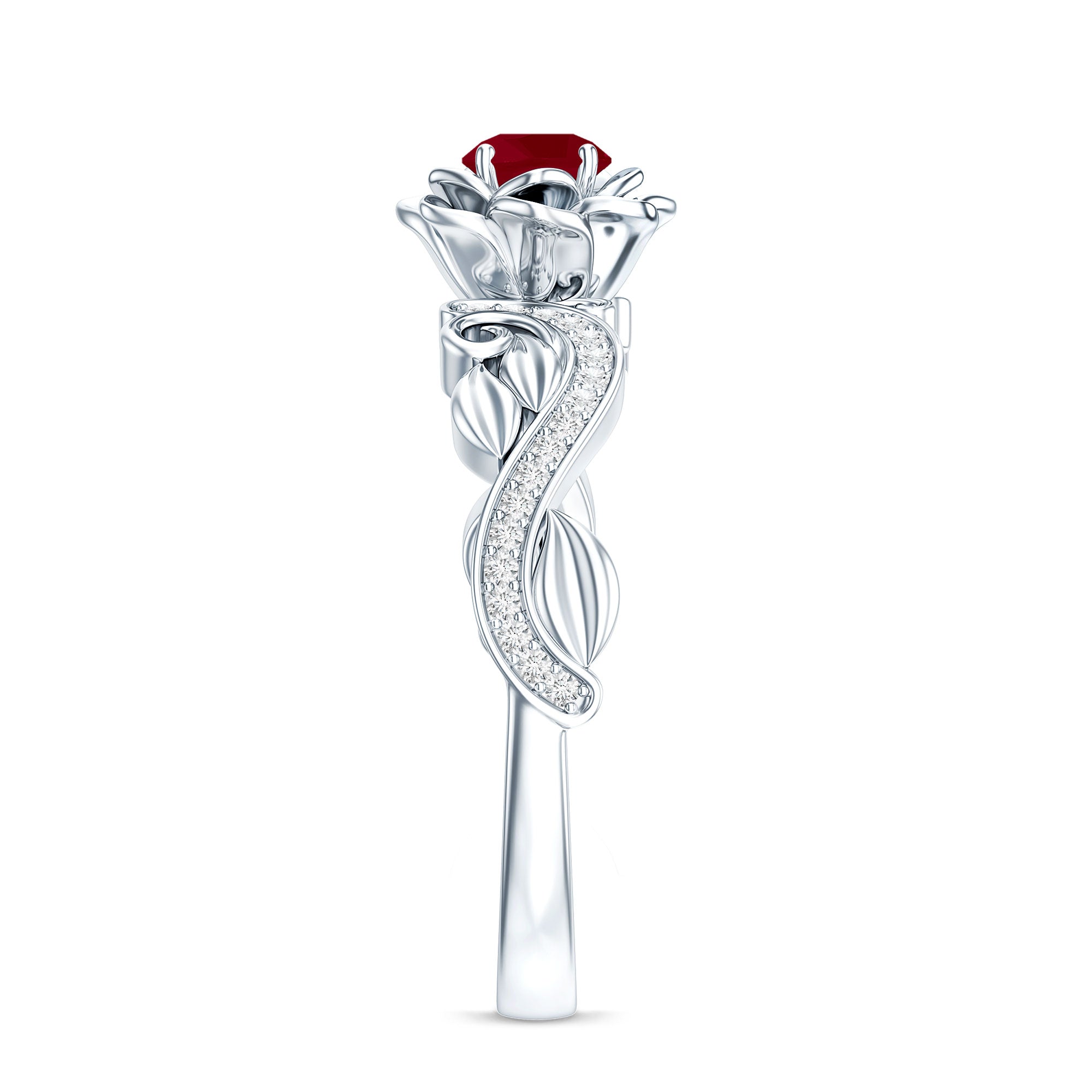 Nature Inspired 0.6 Carat Ruby Diamond Engagement Ring for Women AAA - Rosec Jewels